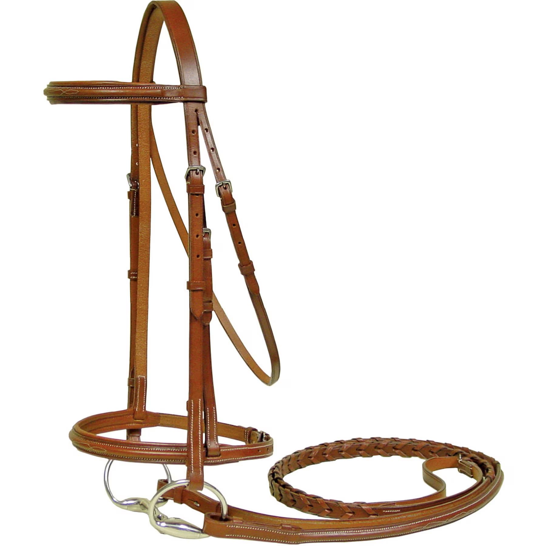 Paris Tack Paris Tack Padded Fancy Stitch Horse Bridle with Laced Reins, Chestnut, Full Horse