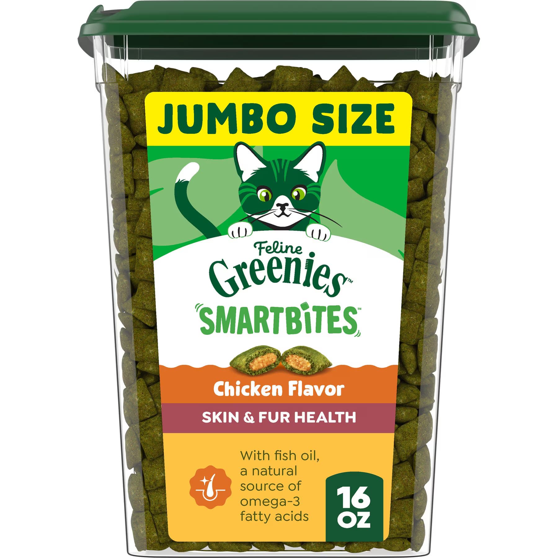 Greenies Feline SmartBites Healthy Skin & Fur Natural Chicken Flavor Soft & Crunchy Adult Cat Treats — view 3