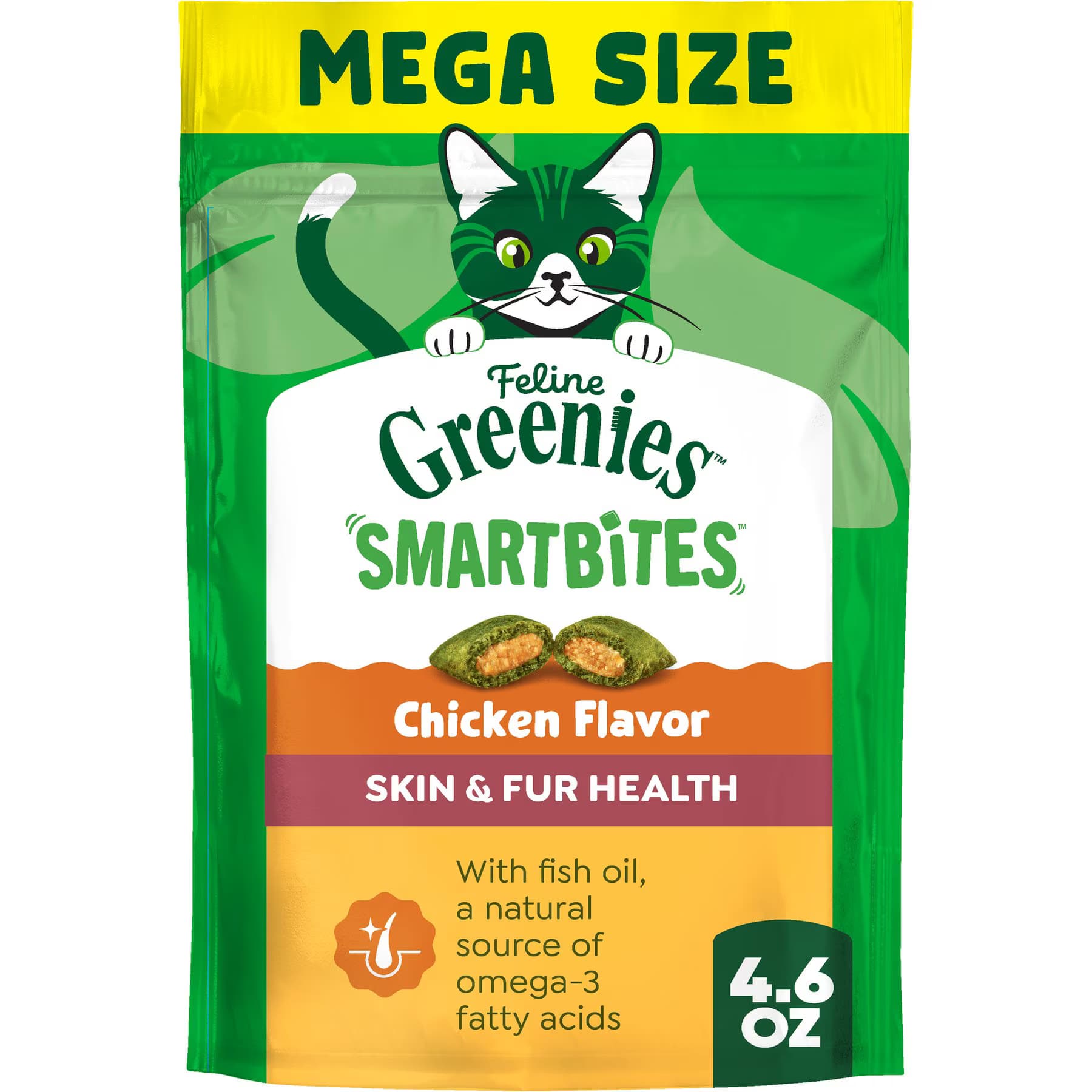 Greenies Feline SmartBites Healthy Skin & Fur Natural Chicken Flavor Soft & Crunchy Adult Cat Treats — view 7