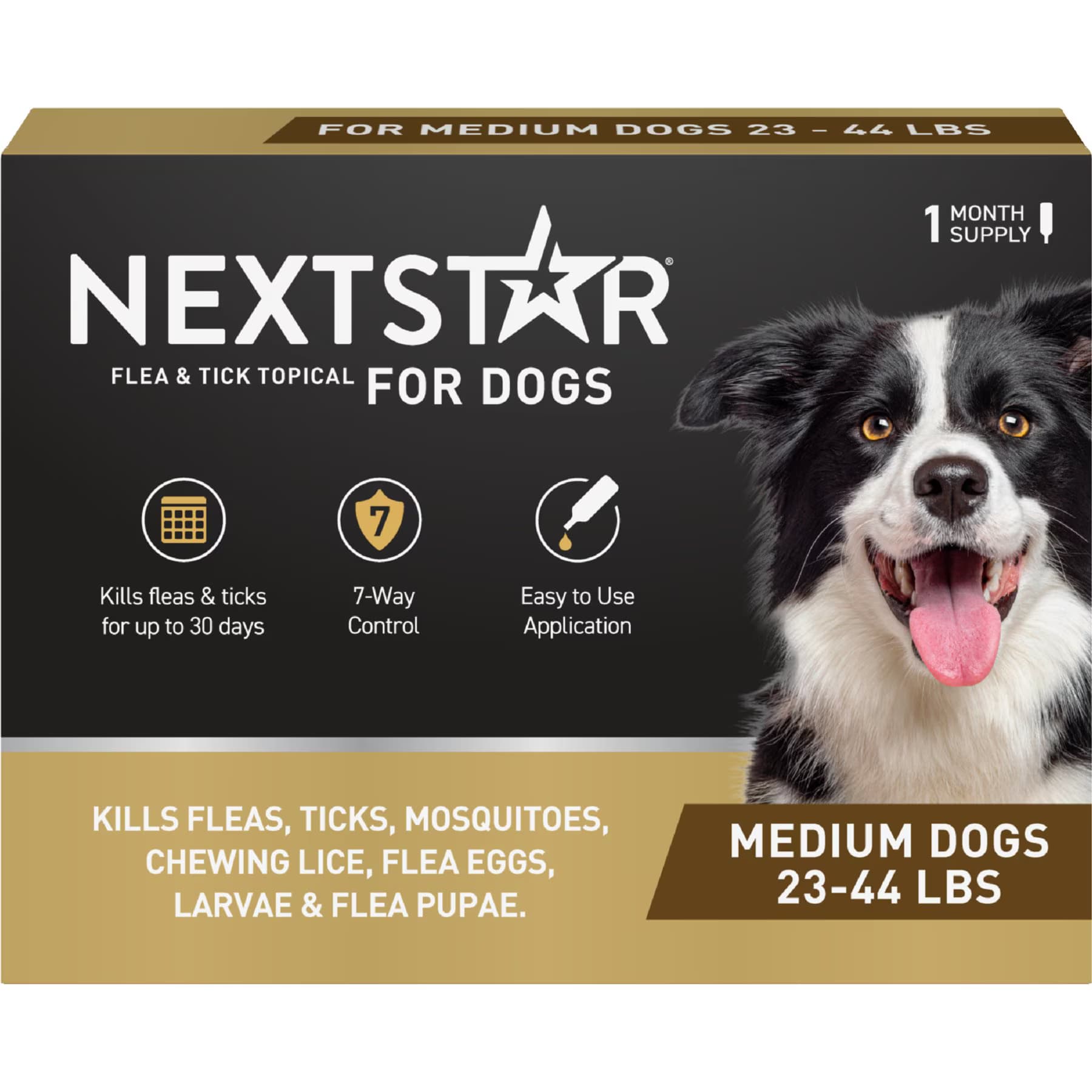 NextStar X-NextStar Flea & Tick Spot Treatment for Medium Dogs, 23-44 lbs, 3 Doses (3-mos. supply)