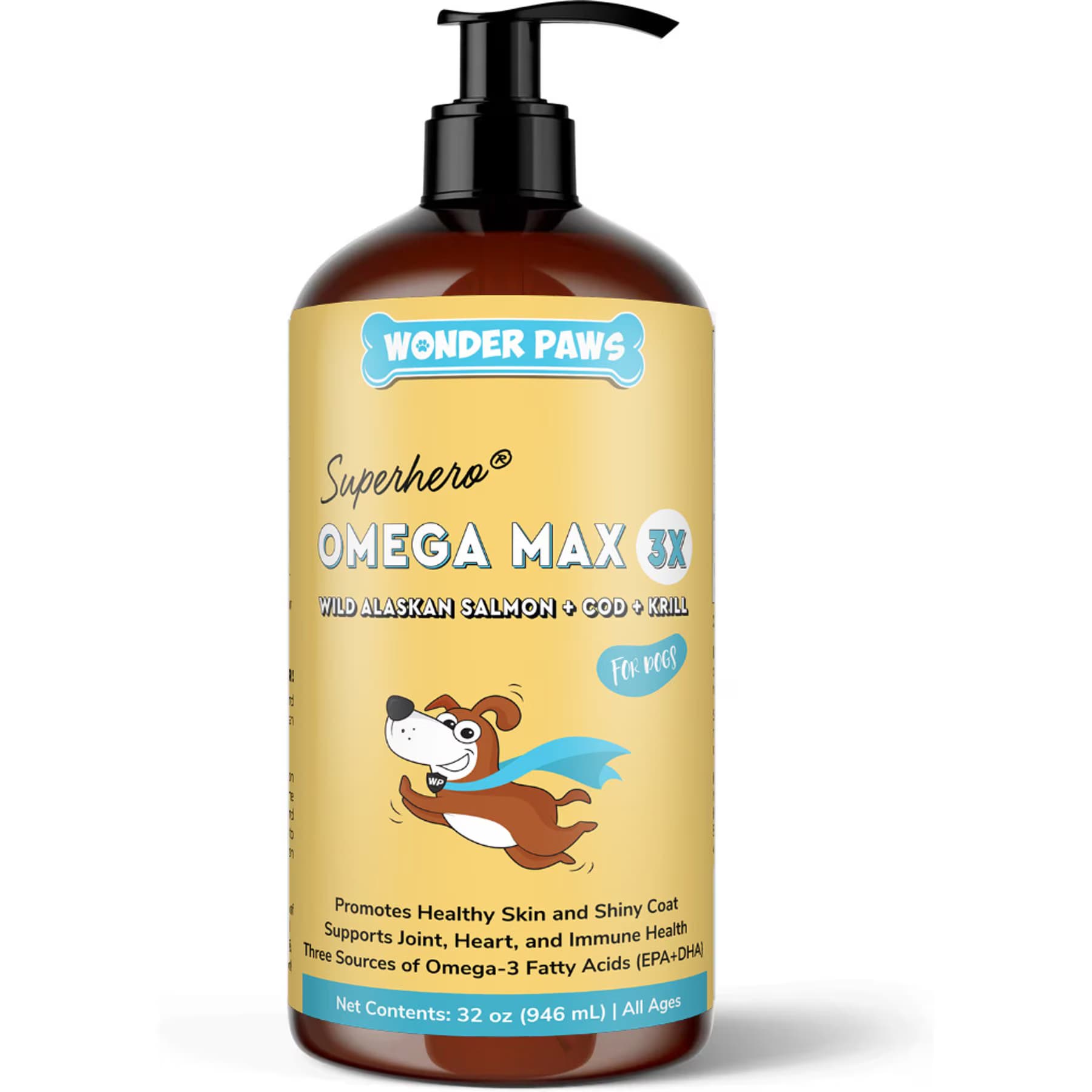 Wonder Paws Wonder Paws Fish Oil Skin, Joint, Immune & Heart Health Liquid Supplement for Dogs, 32-fl oz bottle