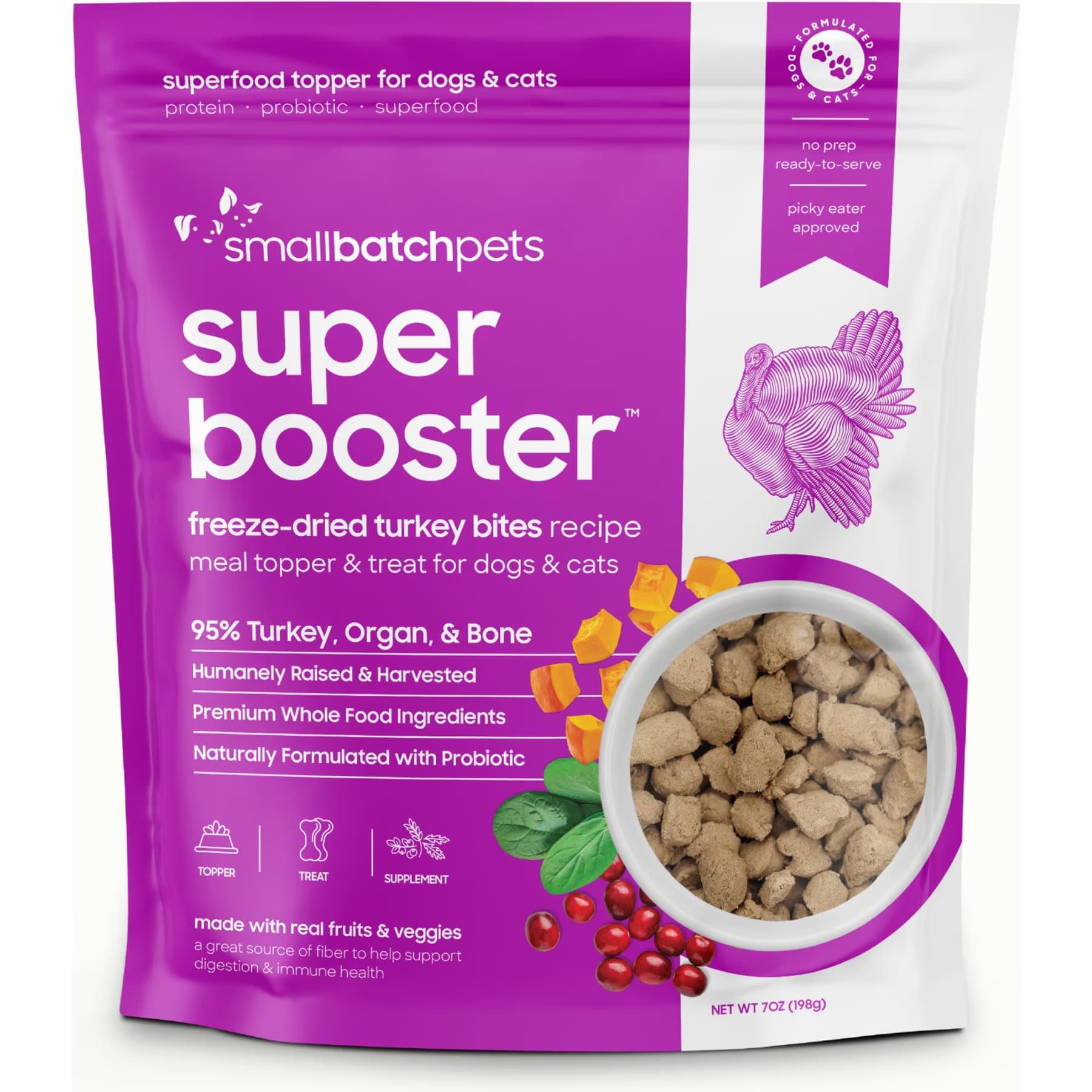 Smallbatch Pets Super Booster Turkey Bites Grain-Free Adult Freeze-Dried Dog & Cat Treats — view 2