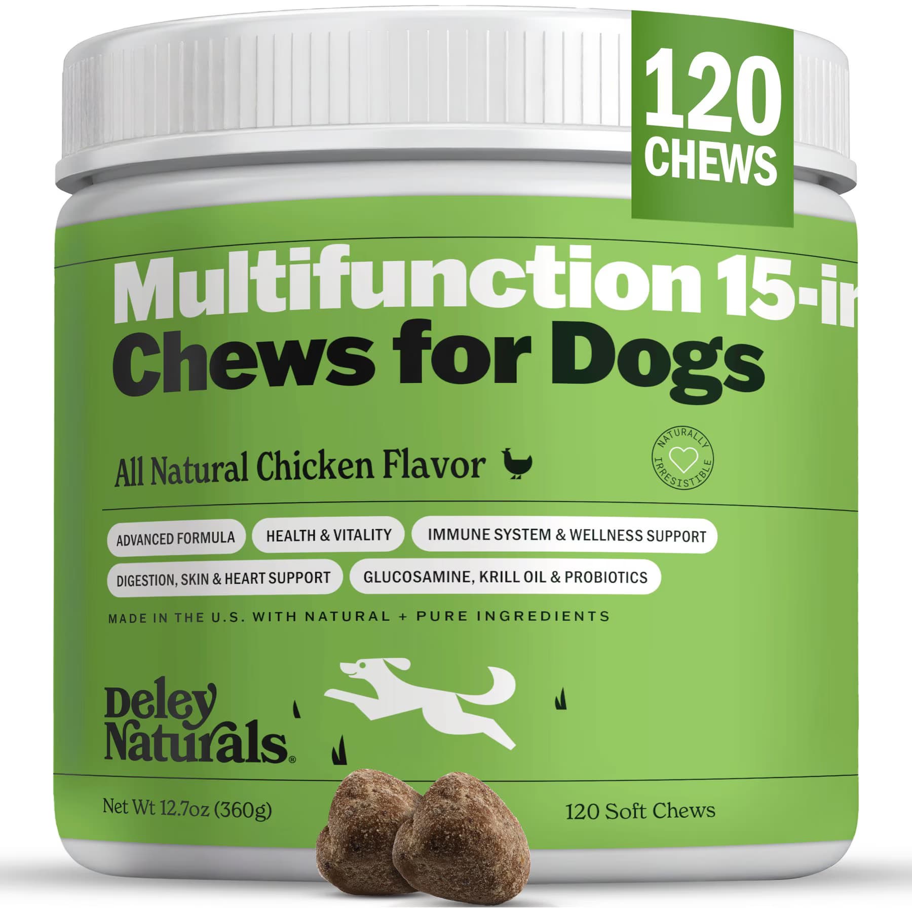 Deley Naturals Deley Naturals 15-in-1 Multivitamin Chicken Flavor Dog Vitamin