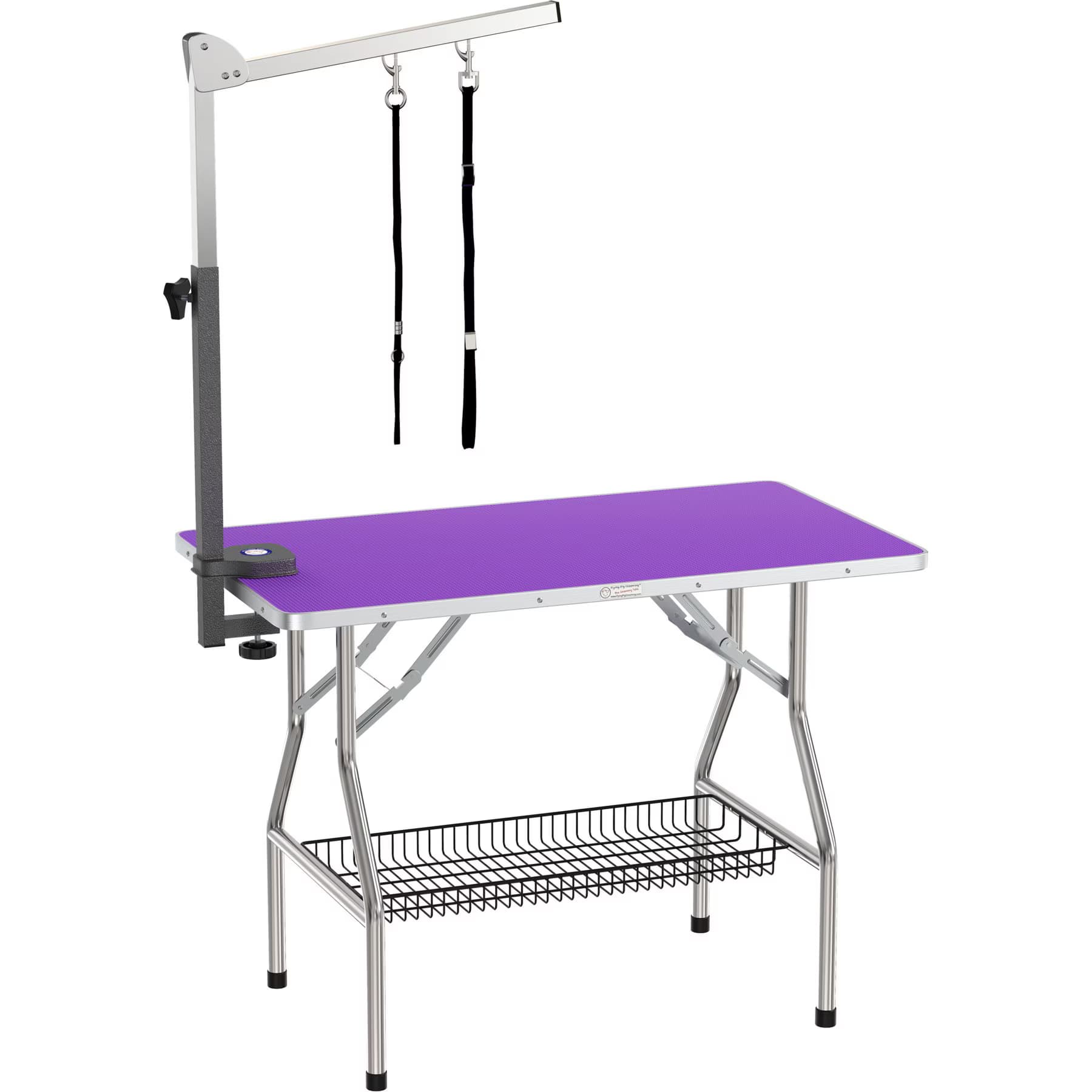 Flying Pig Grooming Flying Pig Grooming Heavy Duty Dog Grooming Table with Premium Arm, Purple, Medium