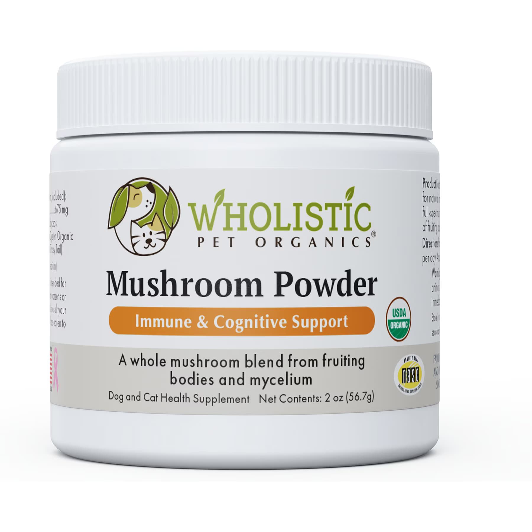 Wholistic Pet Organics Wholistic Pet Organics Organic Powder Mushroom Blend Immune & Cognitive Support Supplement for Dogs & Cats, 2-oz