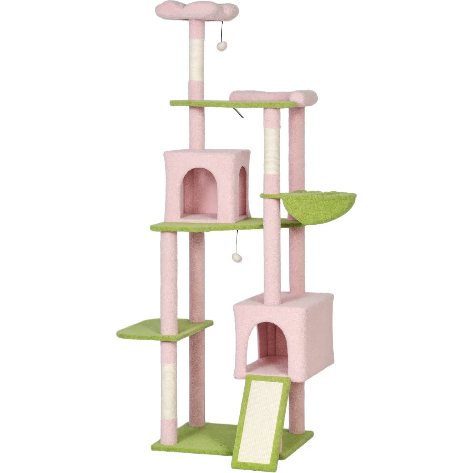 Zeus & Ruta Zeus & Ruta Flower 74-in Cat Tree Large Cat Tower with Scratching Post & Board, Pink