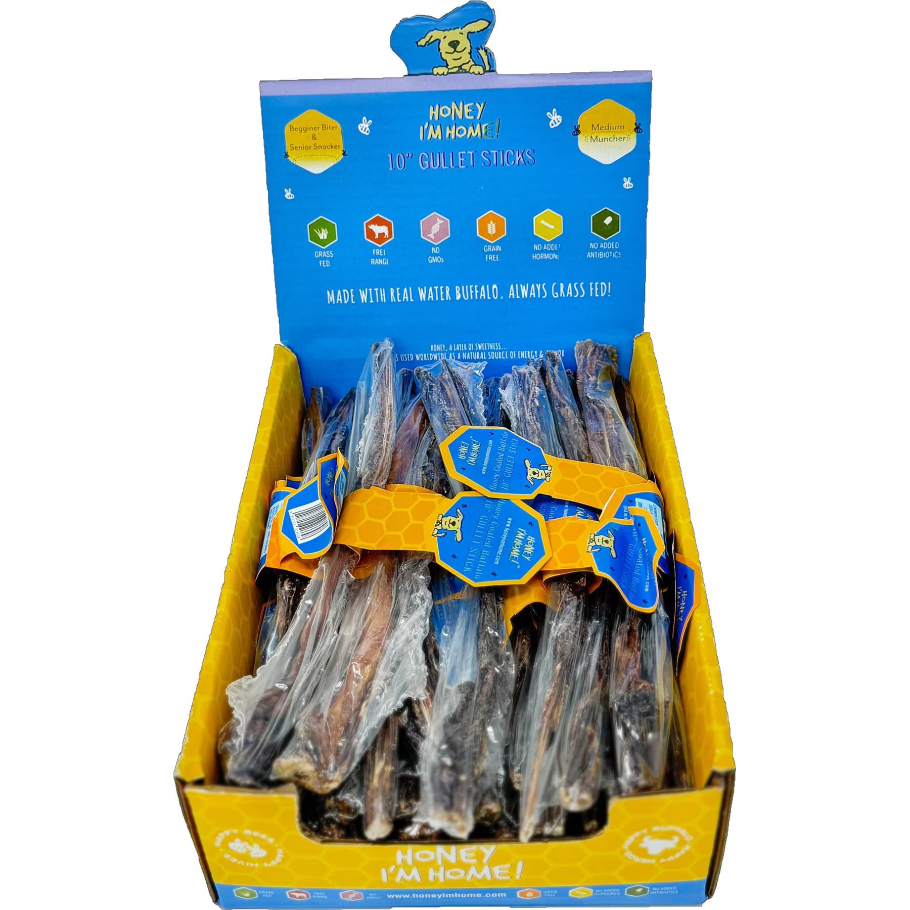 Honey I'm Home Honey I’m Home Natural Honey Coated Water 10-in Buffalo Gullet Sticks Dog Chews