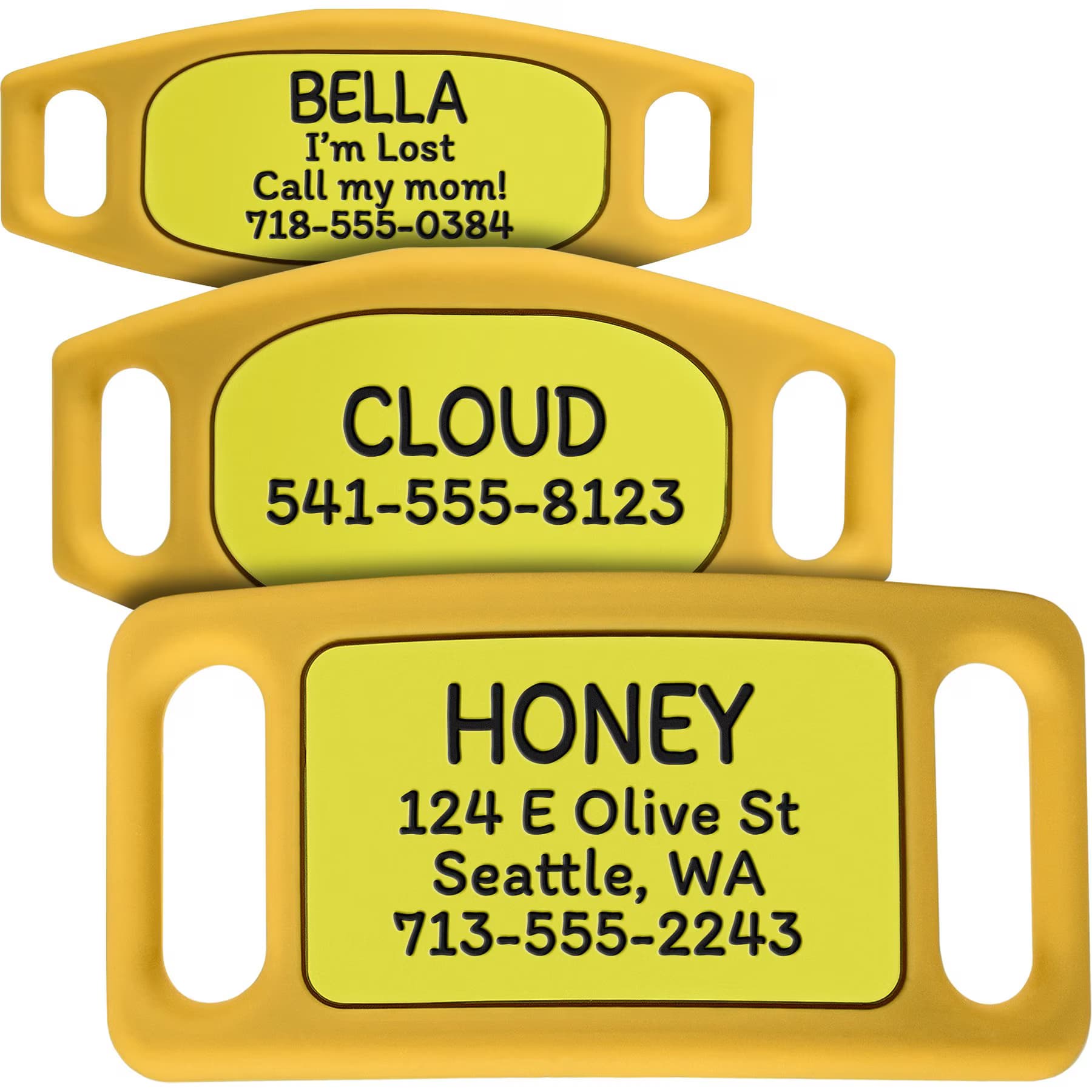 GoTags GoTags Personalized Engraved Silicone Slide On No Noise Dog & Cat ID Tag, Gold, Medium