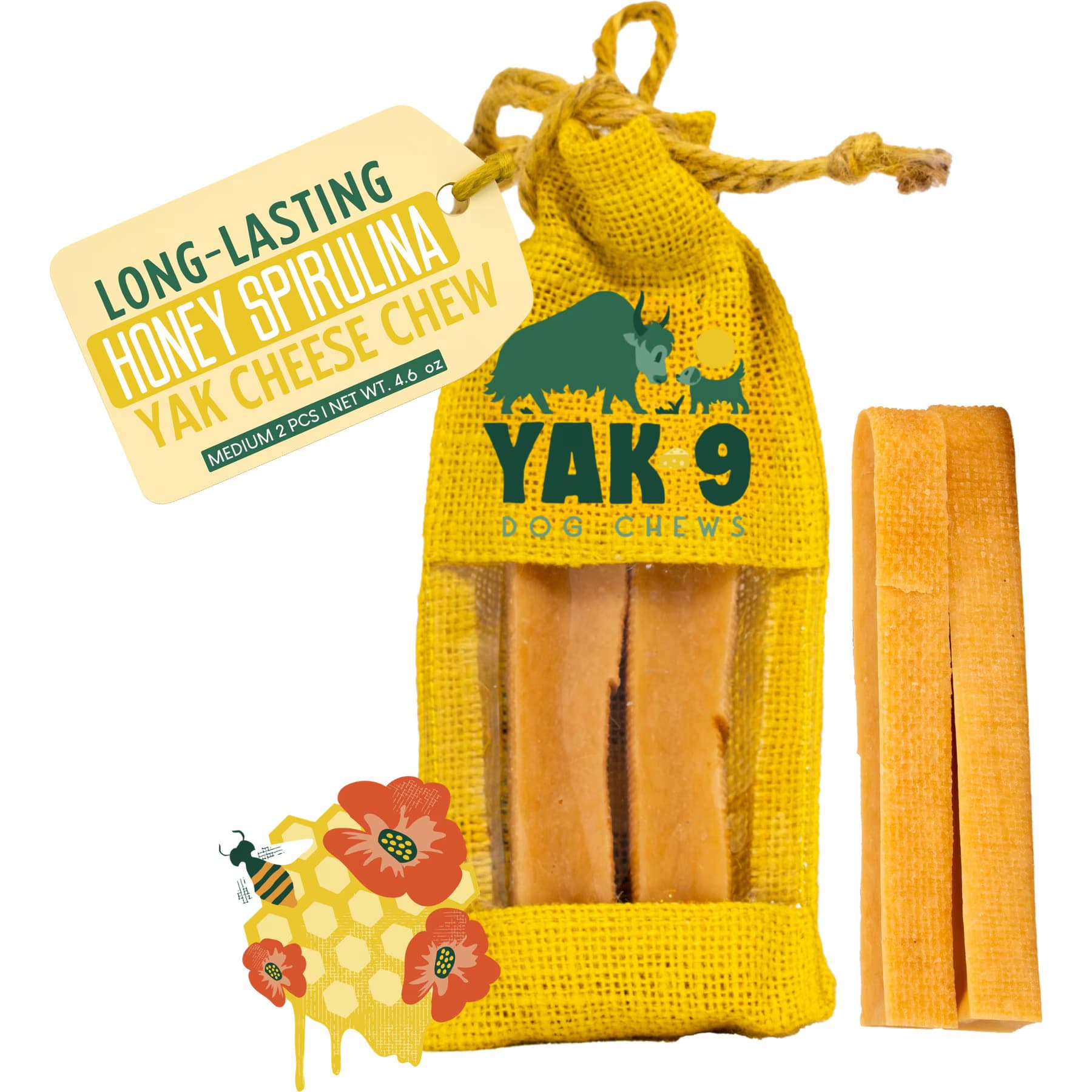 Yak9 Chews Honey & Spirulina Yak Chew Dog Treat, X-Large — view 3