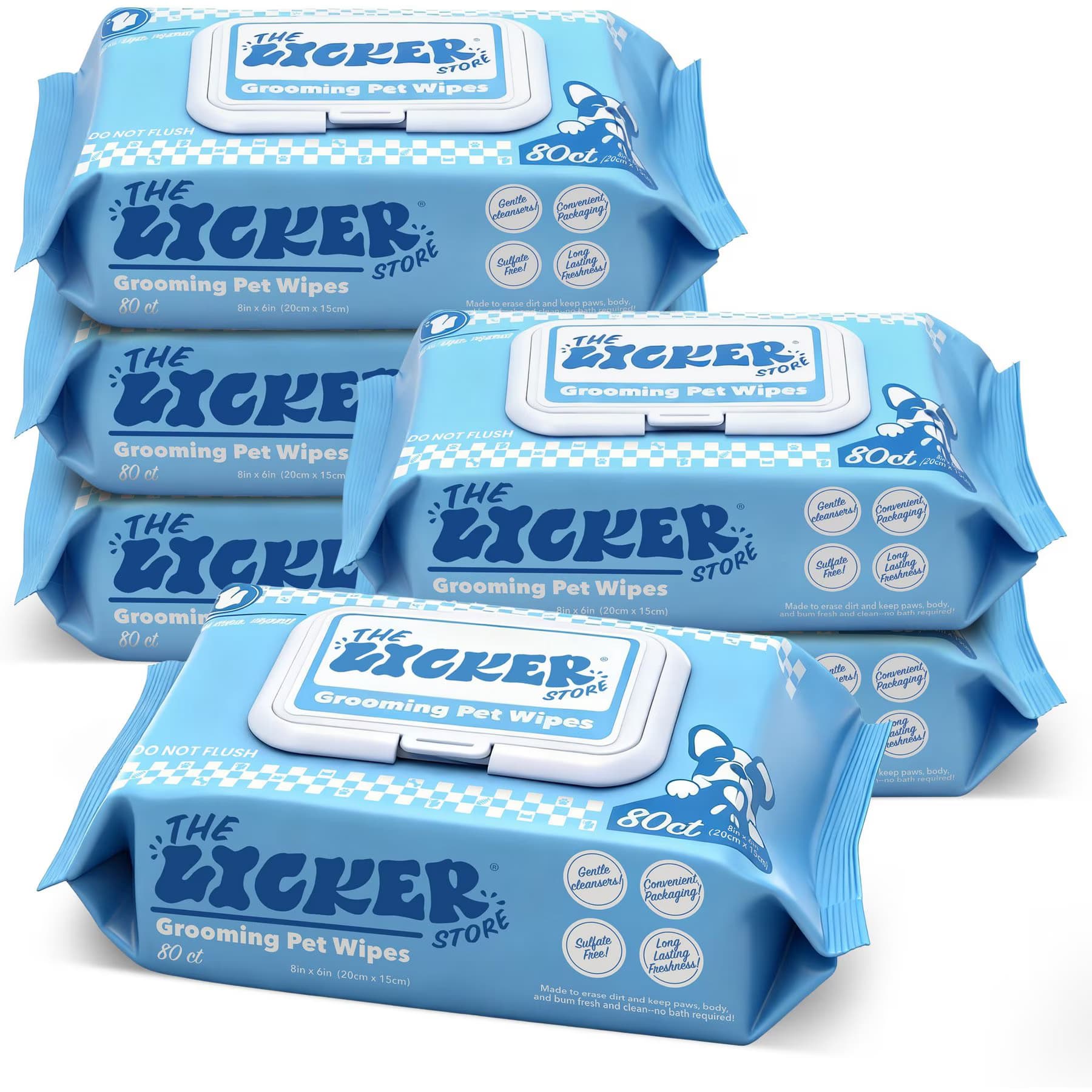 THE LICKER STORE THE LICKER STORE Hydrating Hypoallergenic Aloe Vera, Chamomile, & Shea Butter Unscented Dog Grooming Wipes