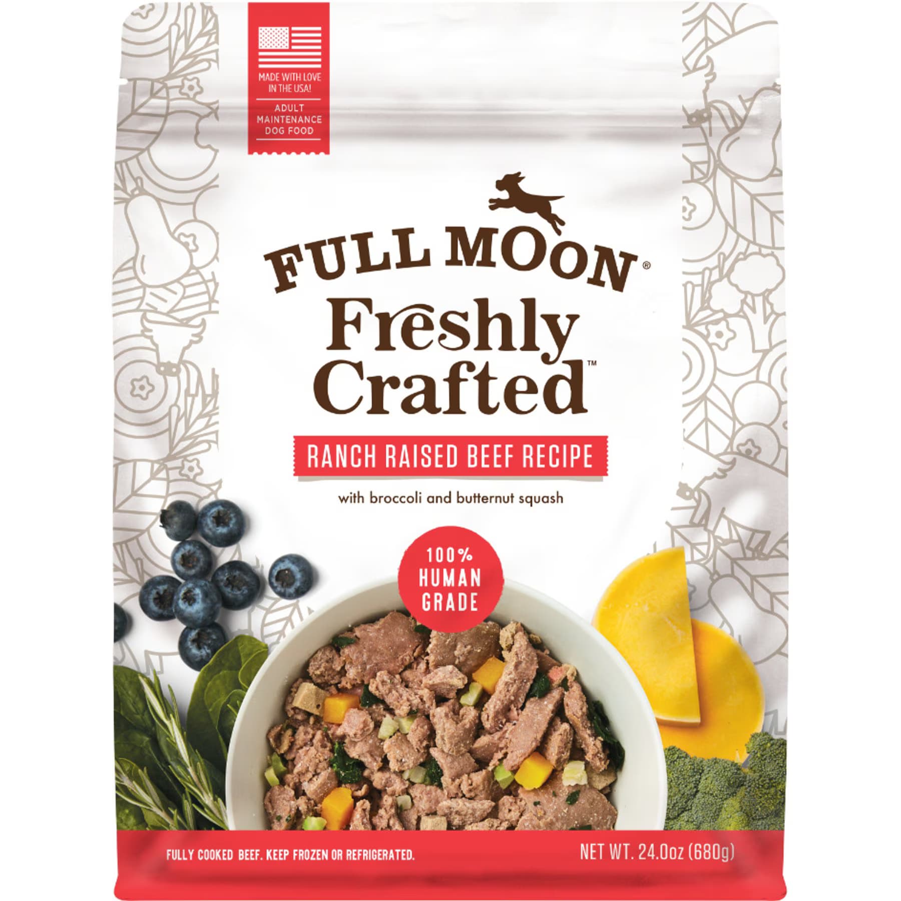 Full Moon Full Moon Freshly Crafted Ranch Raised Beef Recipe Grain-Free Adult Frozen Dog Food