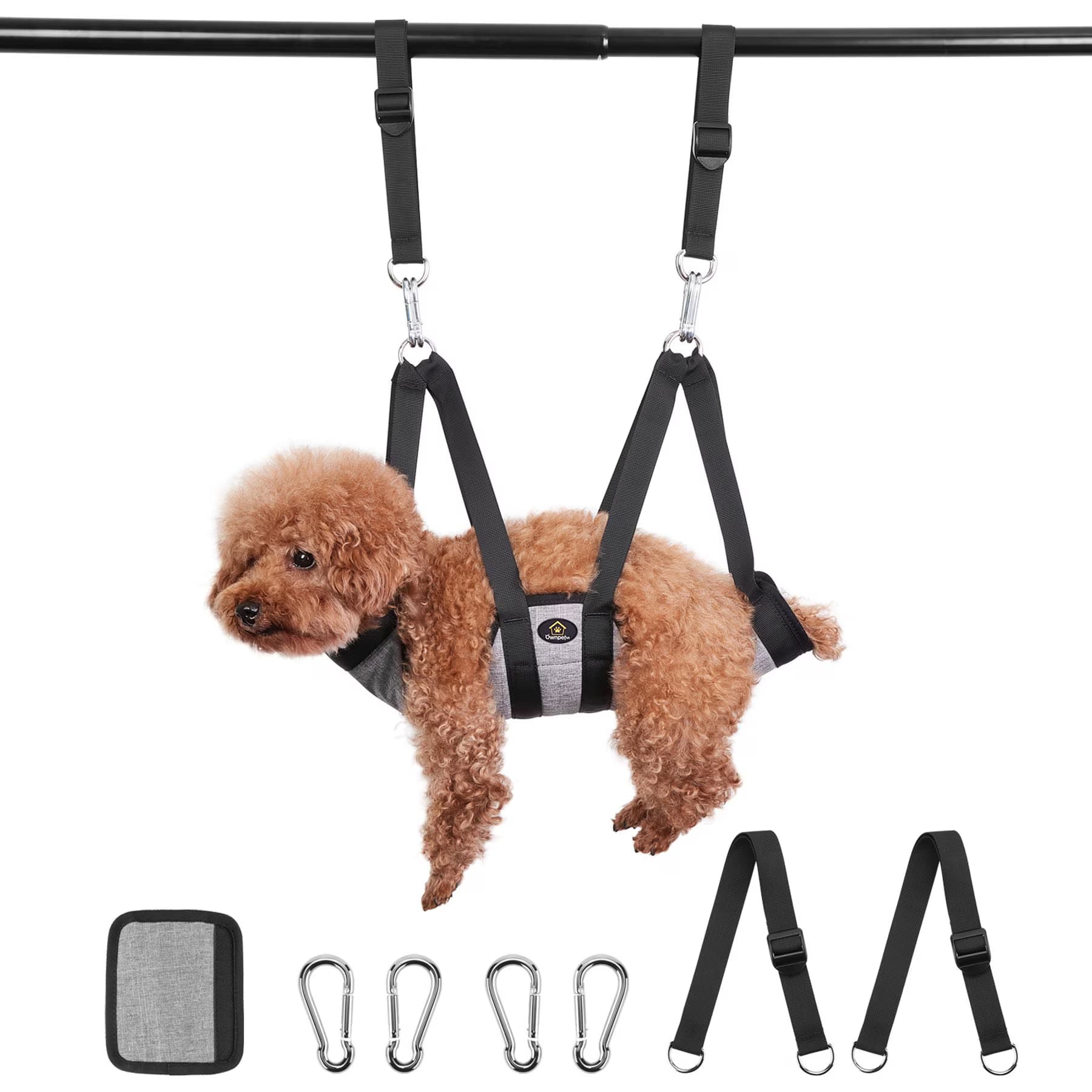 Ownpets Pet Grooming Hammock with Carabiners, Medium — view 2