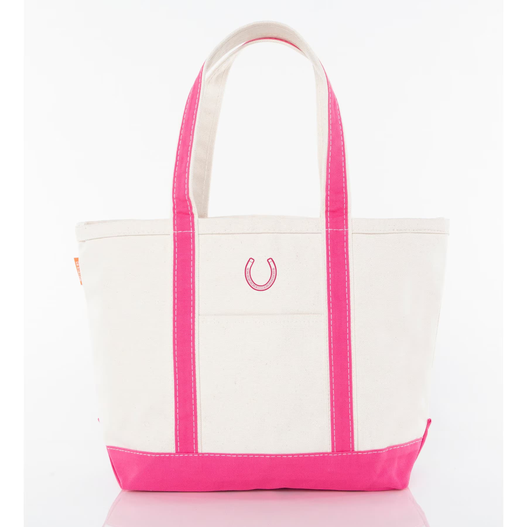 CB Station Classic Tote Bag, Hot Pink, Medium, Horseshoe — view 2