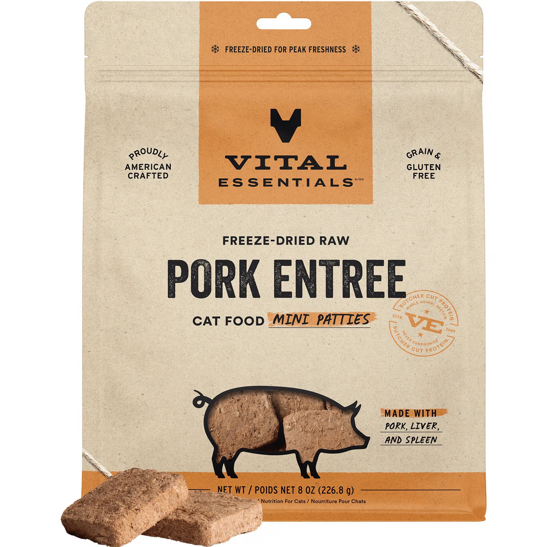 Vital Essentials Vital Essentials Mini Patties Raw Pork Entree Freeze-Dried Cat Food