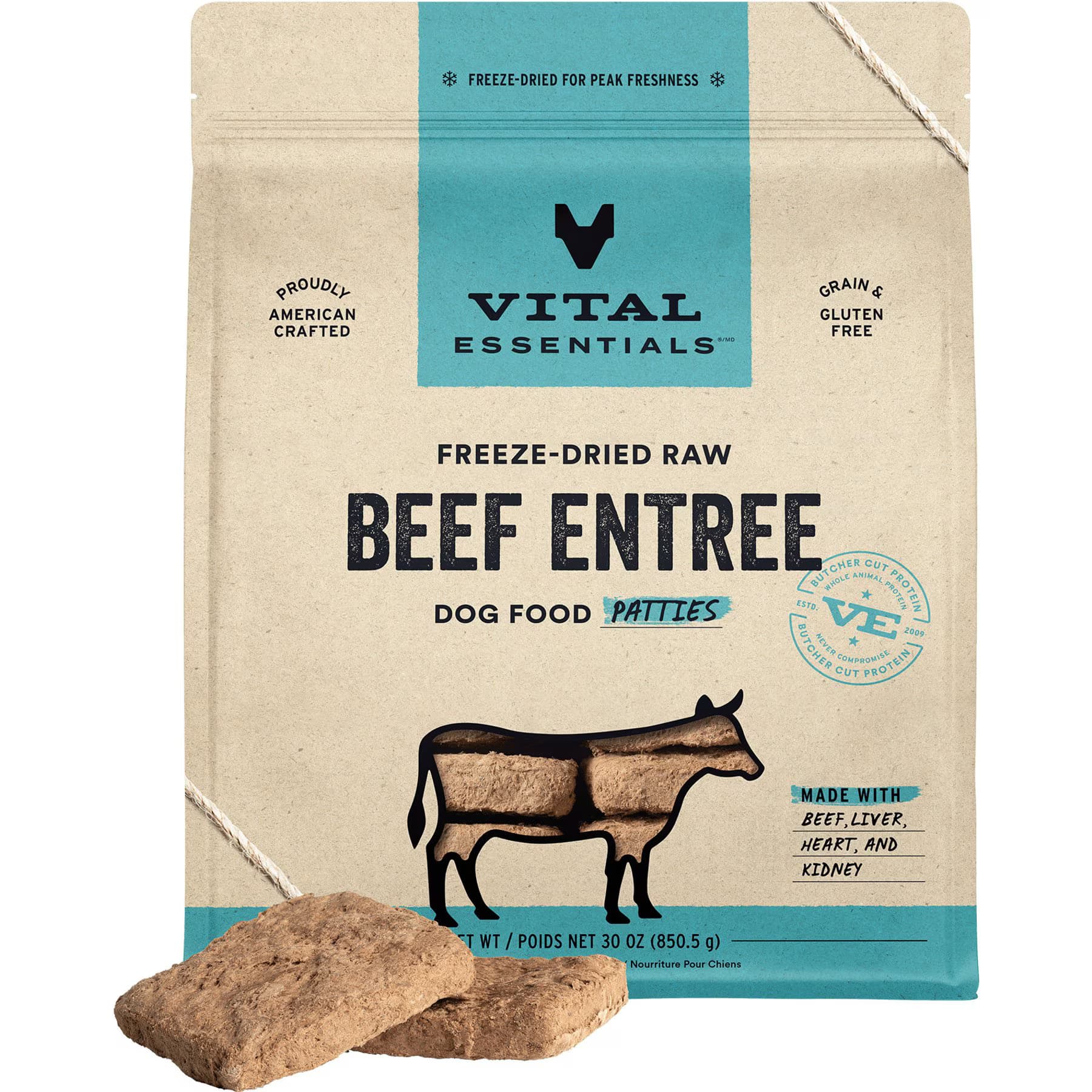 Vital Essentials Patties Raw Beef Entree Freeze-Dried Dog Food & Topper — view 2
