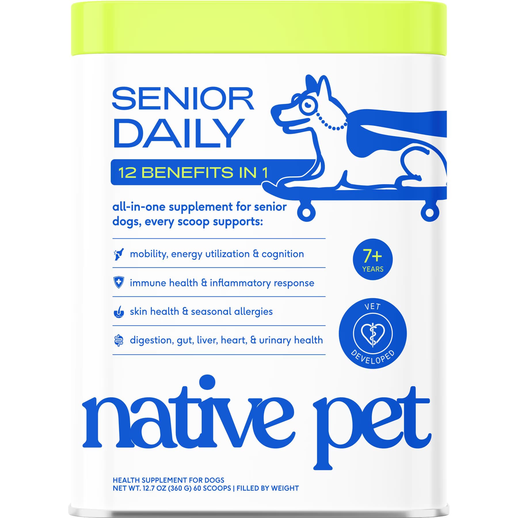 Native Pet Native Pet Senior Daily Powder 12-in-1 Supplement for Senior Dogs, 12.7-oz