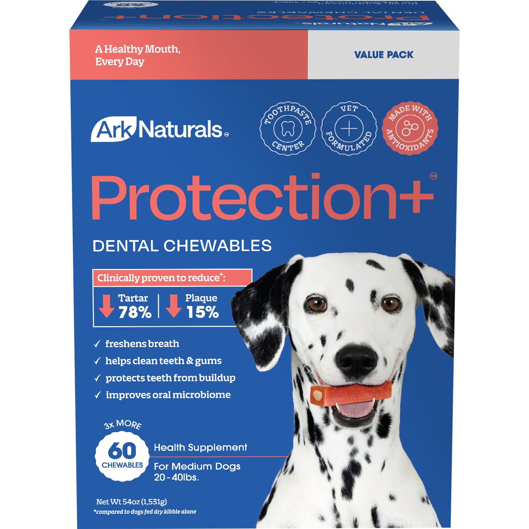Ark Naturals Ark Naturals Protection+ Brushless Toothpaste Medium Dental Dog Treats