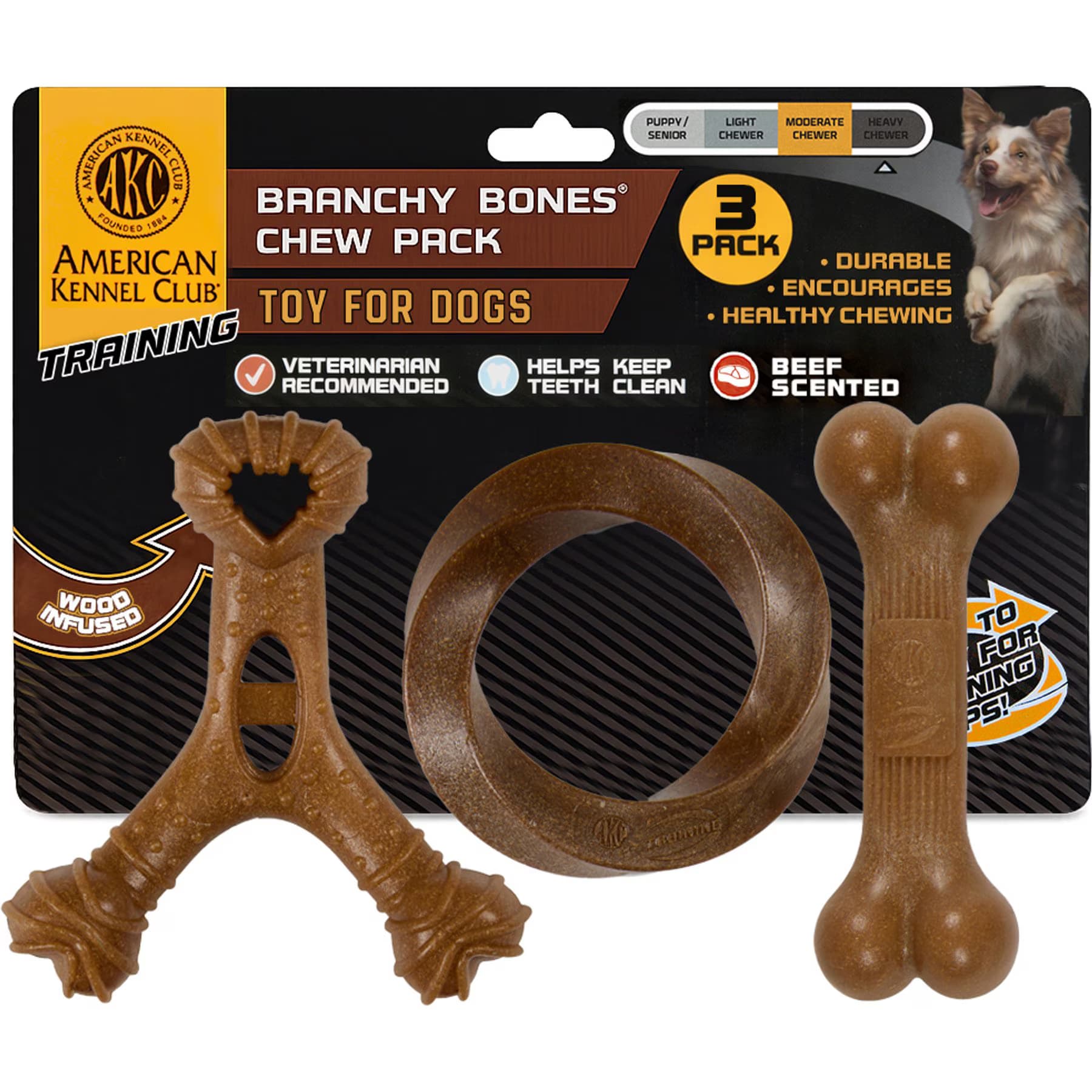 American Kennel Club American Kennel Club Beef Scented Training Assorted Dog Chew Toy