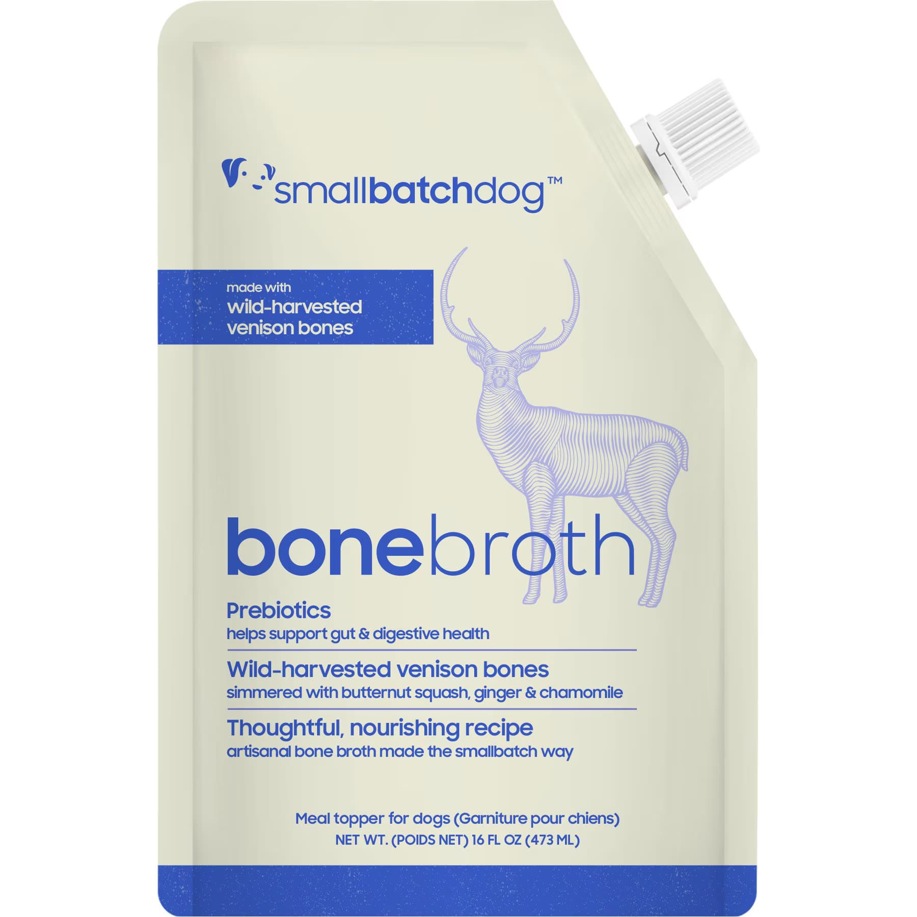 Smallbatch Pets Smallbatch Pets Shelf Stable Adult Venison Bone Broth Grain-Free Liquid Wet Dog Food Topper, 16-fl oz bottle
