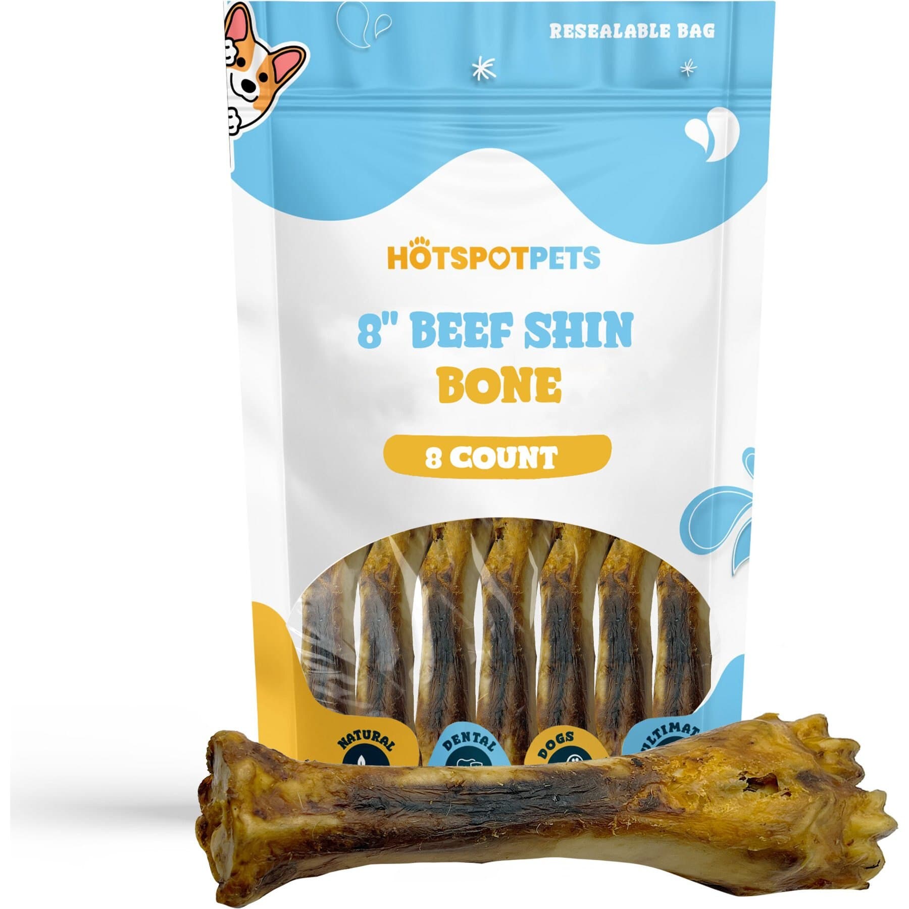HOTSPOT PETS HOTSPOT PETS 8 to 10-in Meaty Beef Shin Bone Dog Treats, Large