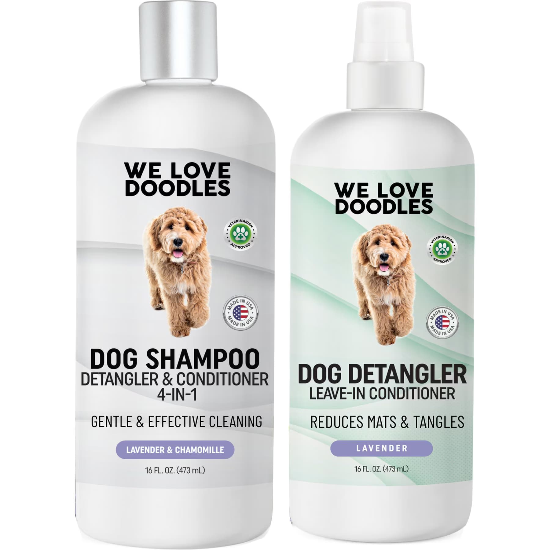 We Love Doodles We Love Doodles Lavender Dog Grooming Bundle: 4-in-1 Shampoo, 16-fl oz bottle + Detangler Spray, 16-fl oz bottle