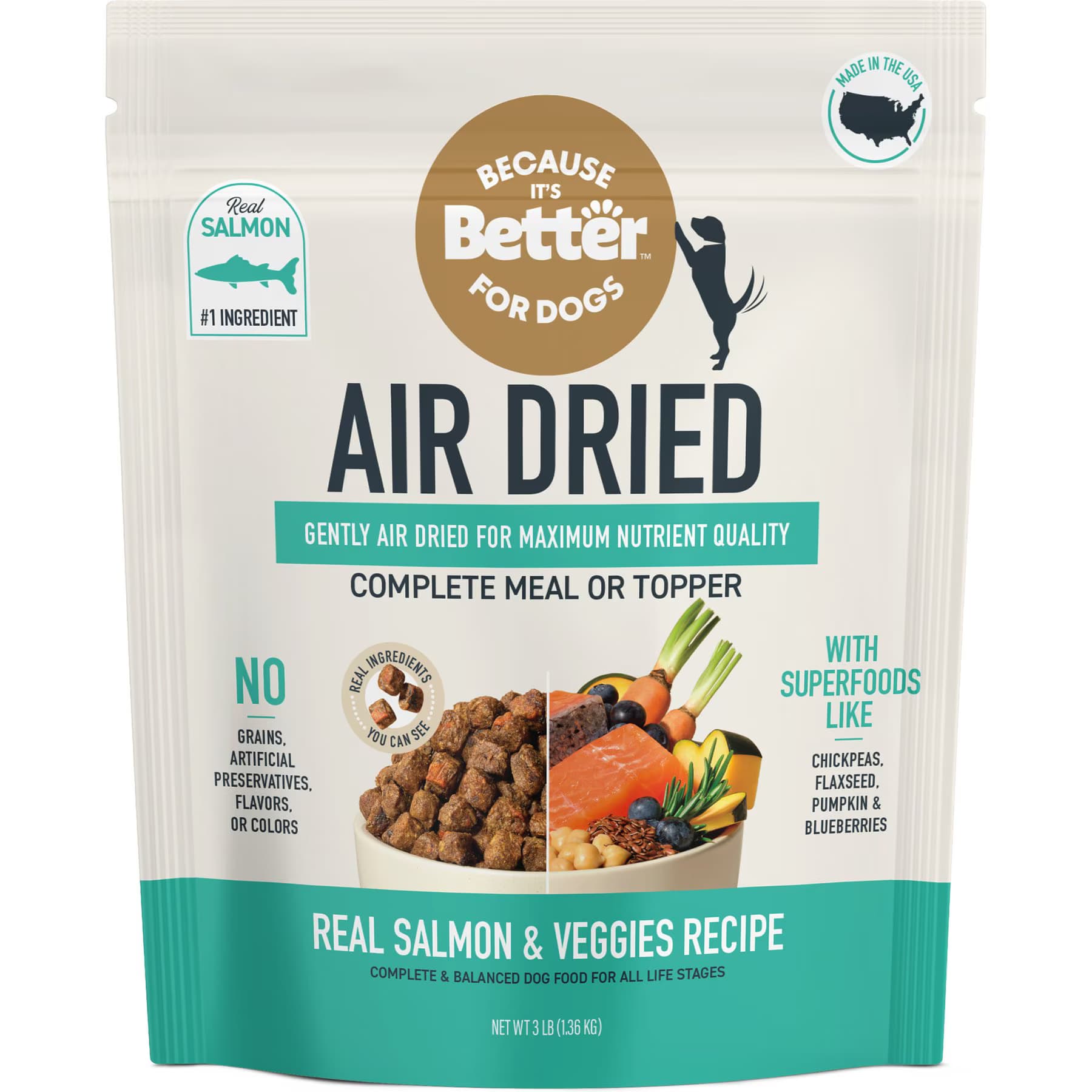 Because It's Better Real Salmon & Veggies Slow Baked & Air-Dried Dog Food — view 2