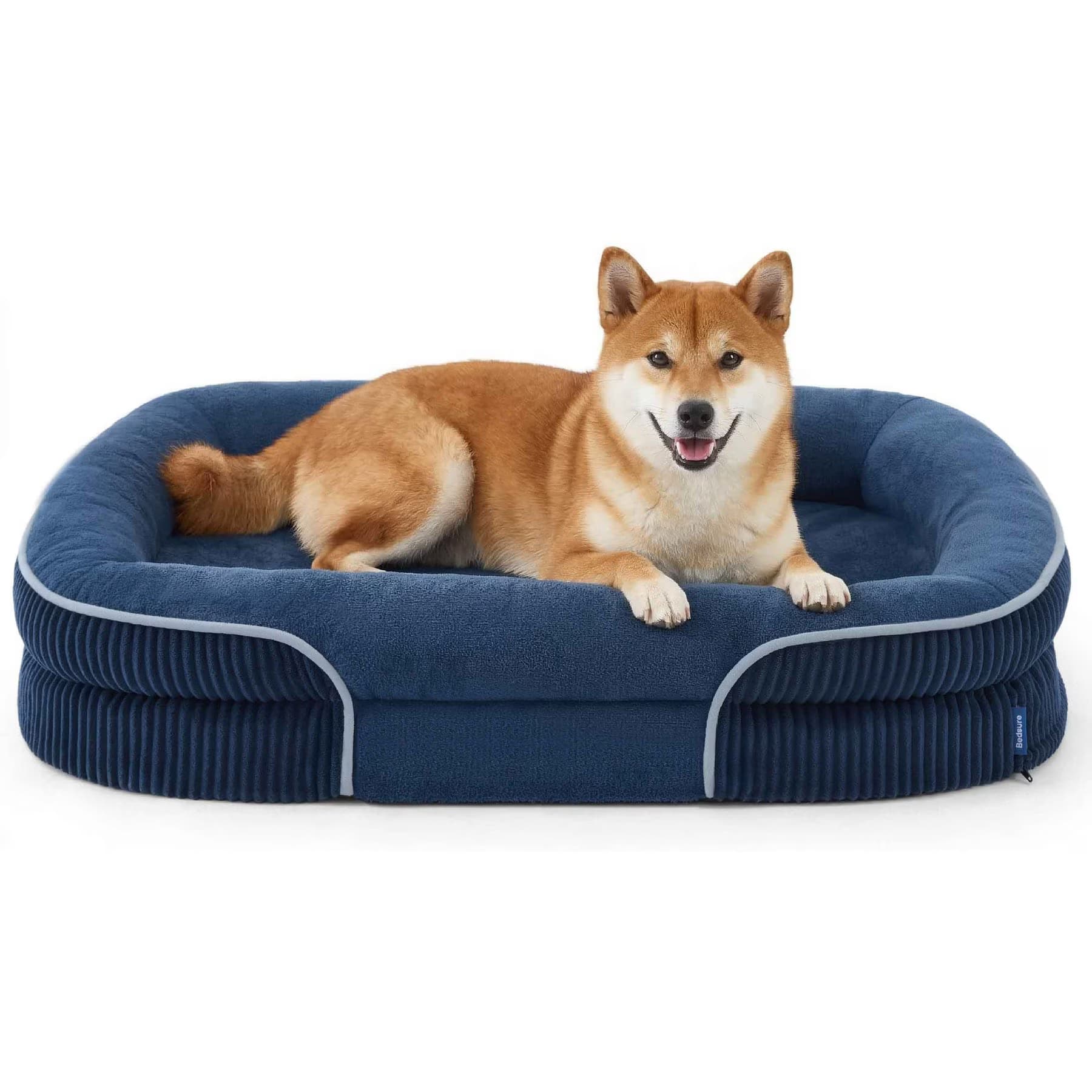 Bedsure All-around Bolster Orthopedic Dog Sofa Bed with Removable Cover, Navy Blue, X-Large Pro — view 3