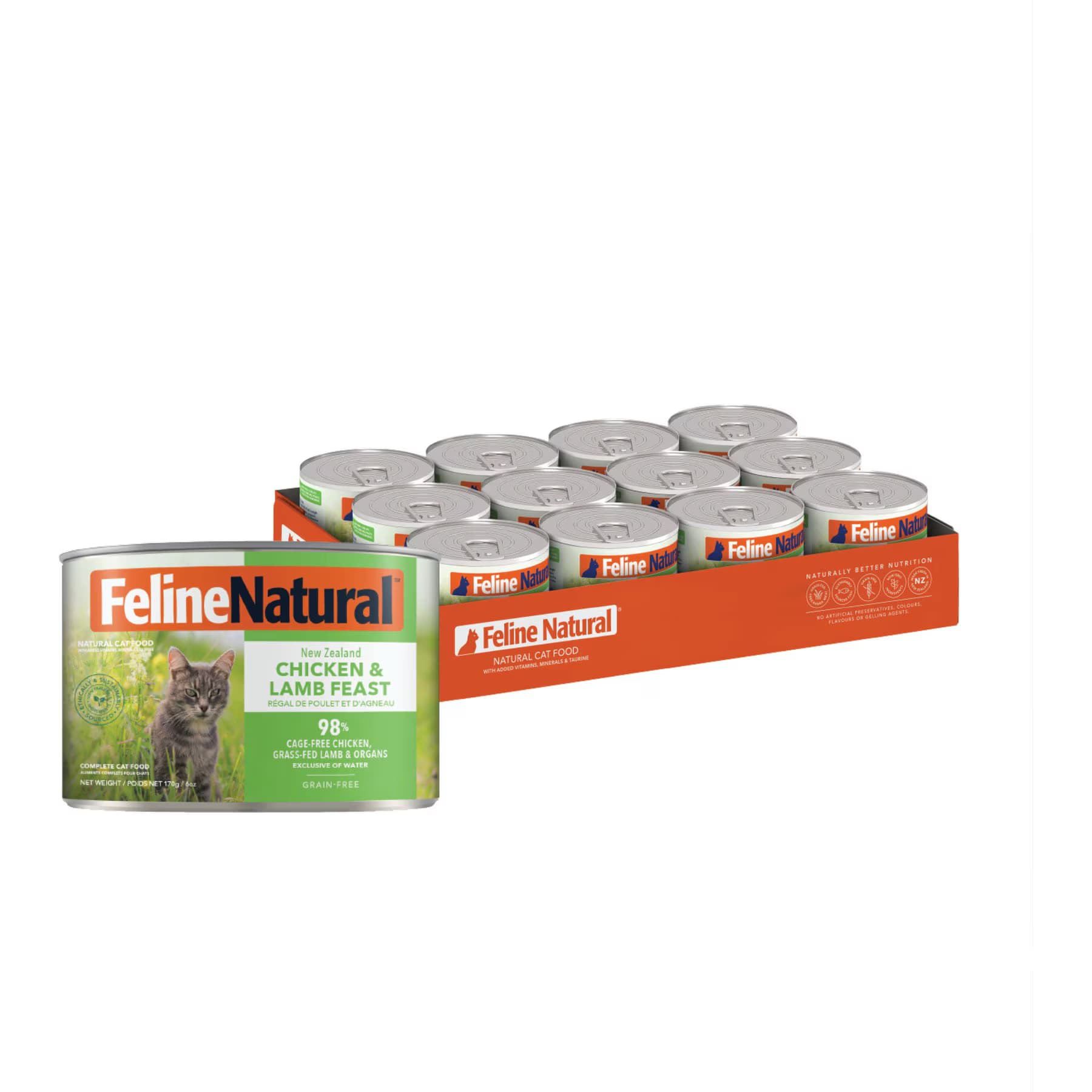Feline Natural Feline Natural Chicken & Lamb Feast Grain-Free Canned Cat Food, 6-oz