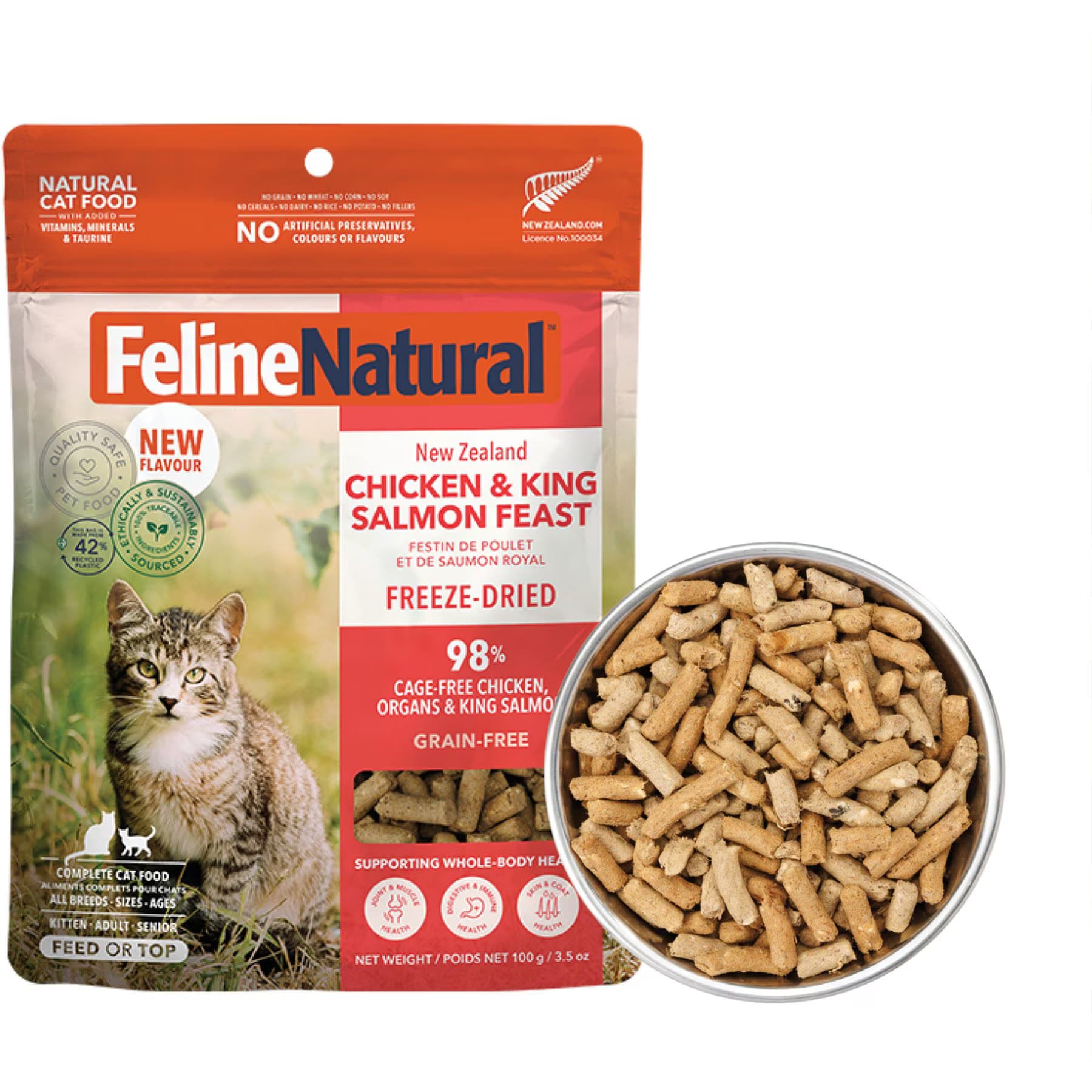 Feline Natural Feline Natural New Zealand Grain-Free Chicken & King Salmon Feast Freeze-Dried Cat Food