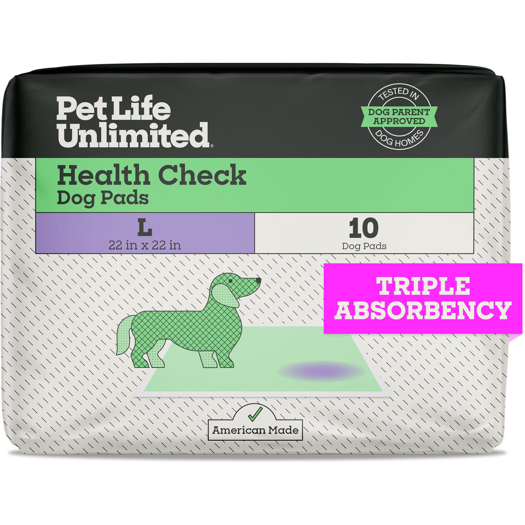 Pet Life Unlimited Health Tracker Dog Pee Pads, Large: 22 x 22-in, Unscented — view 3