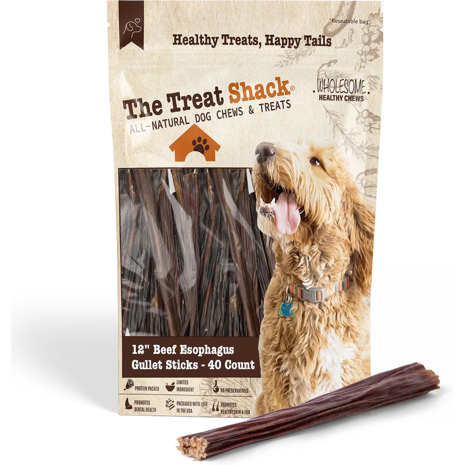 The Treat Shack The Treat Shack 12-in Beef Esophagus Gullet Sticks Dog Treat