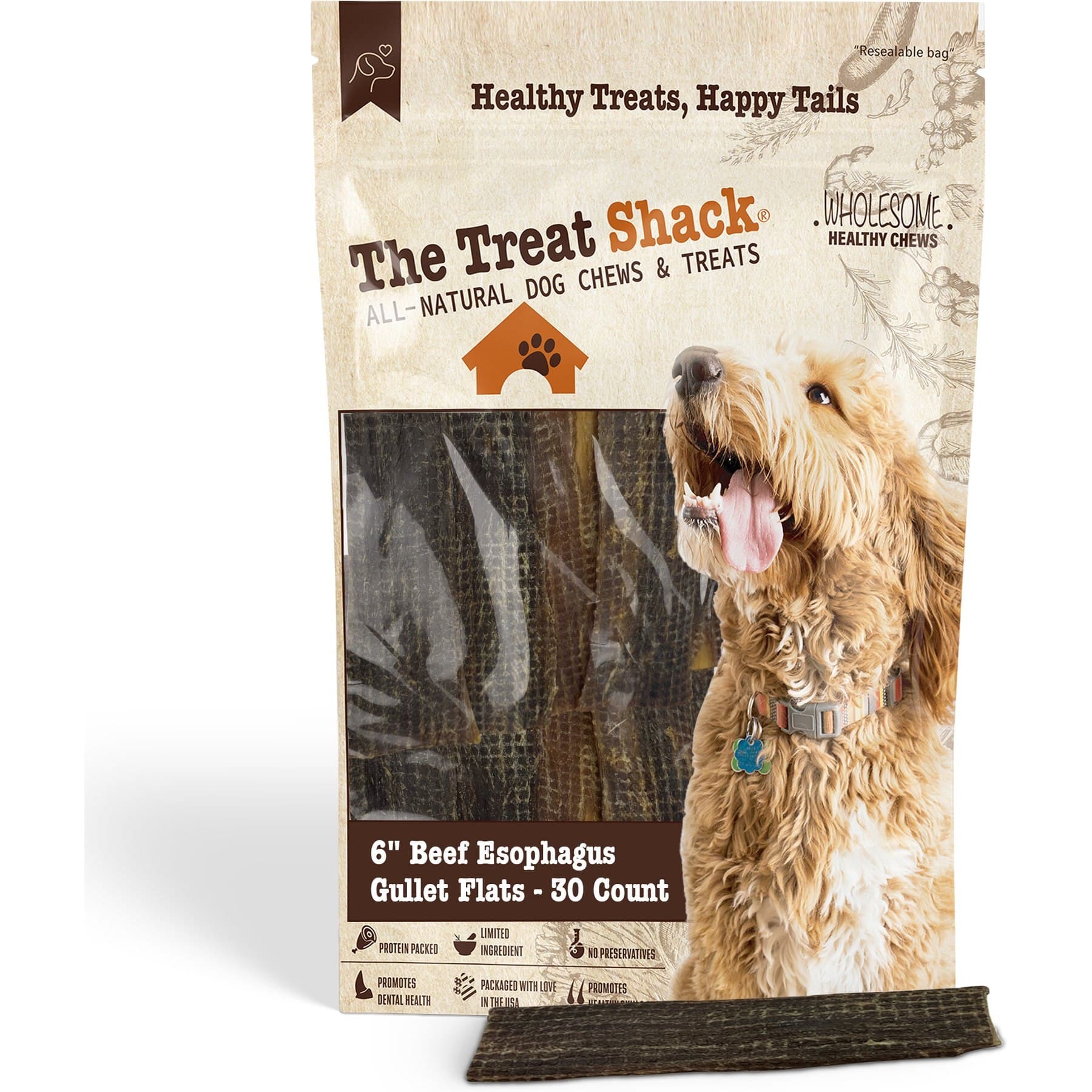 The Treat Shack 6-in Beef Esophagus Gullet Flats Dog Treat — view 3