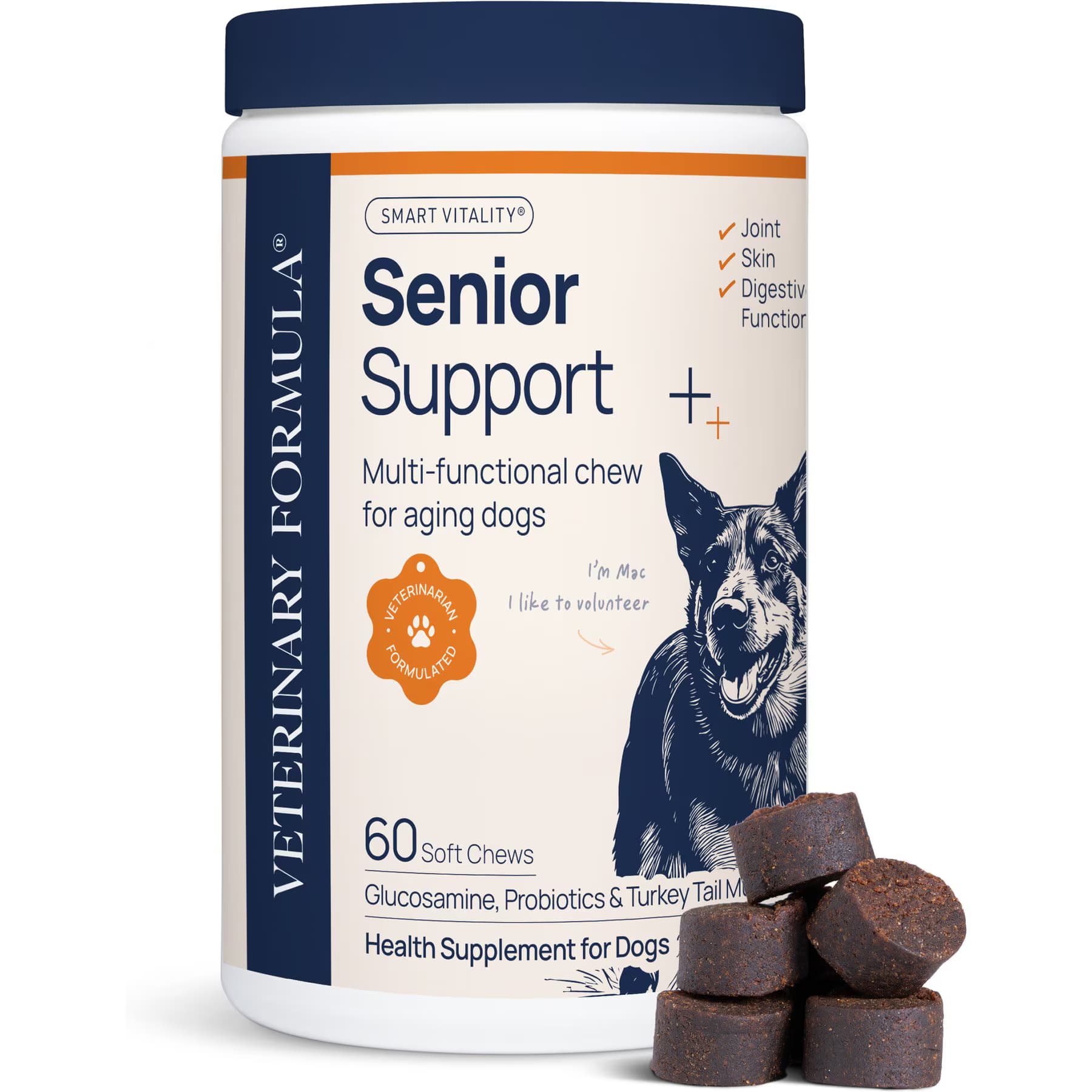 Veterinary Formula Smart Vitality Veterinary Formula Smart Vitality Pork Flavor Soft Chew Senior Support Supplement for Dogs
