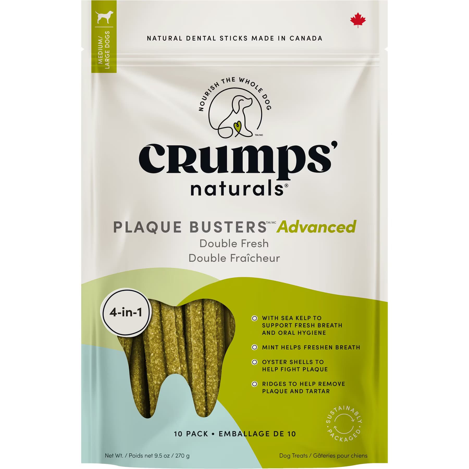Crumps' Naturals Crumps’ Naturals Plaque Busters Advanced Double Fresh Kelp Dog Dental Sticks