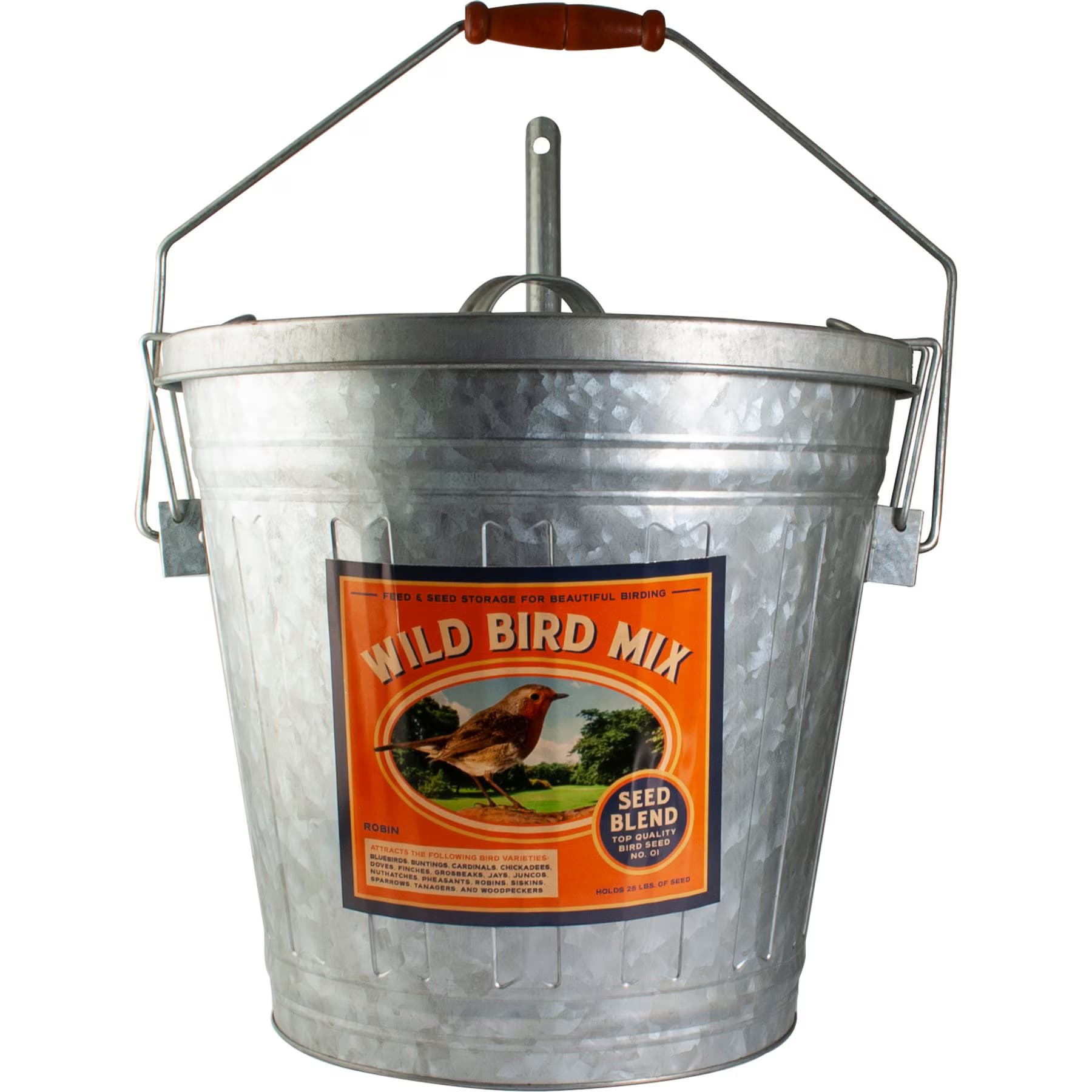 Panacea Panacea Rustic Farmhouse Wild Bird Mix Galvanized Storage Container