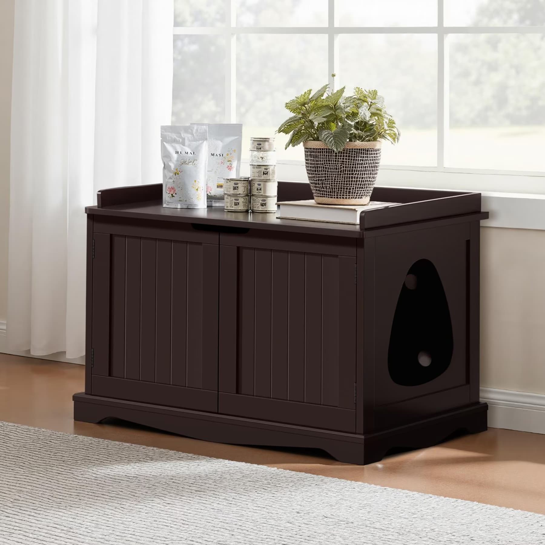 Yaheetech Yaheetech Litter Box Furniture Cat House, Espresso, Large