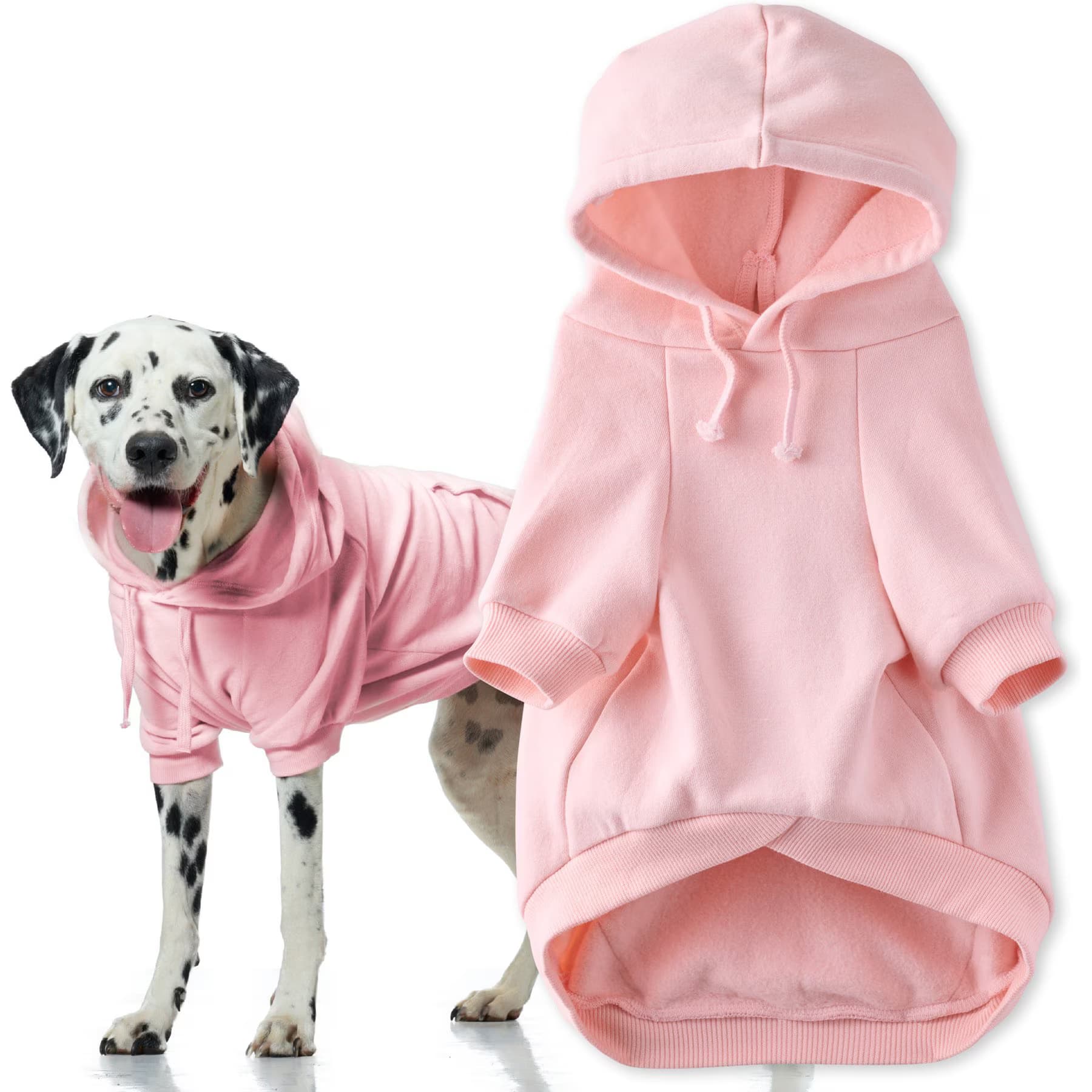 Pet Passion Pet Passion Rocky II The Extra Comfy Solid Color Dog Hoodie, Pink, XXX-Small