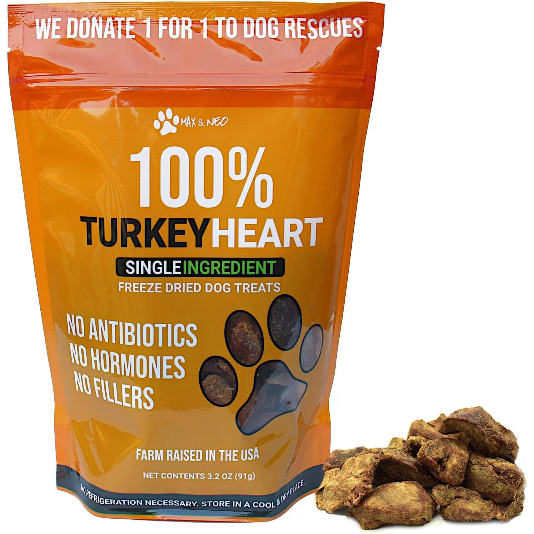 Max and Neo Dog Gear Max and Neo Dog Gear Grain-Free Turkey Heart Freeze-Dried Dog Treats