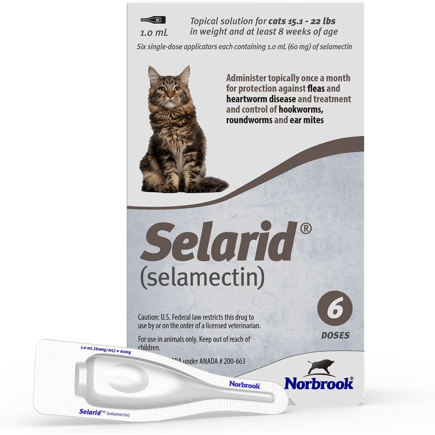 Selarid Selarid Topical Solution for Cats, 15.1-22 lbs, (Taupe Box), 6 Doses (6-mos. supply)