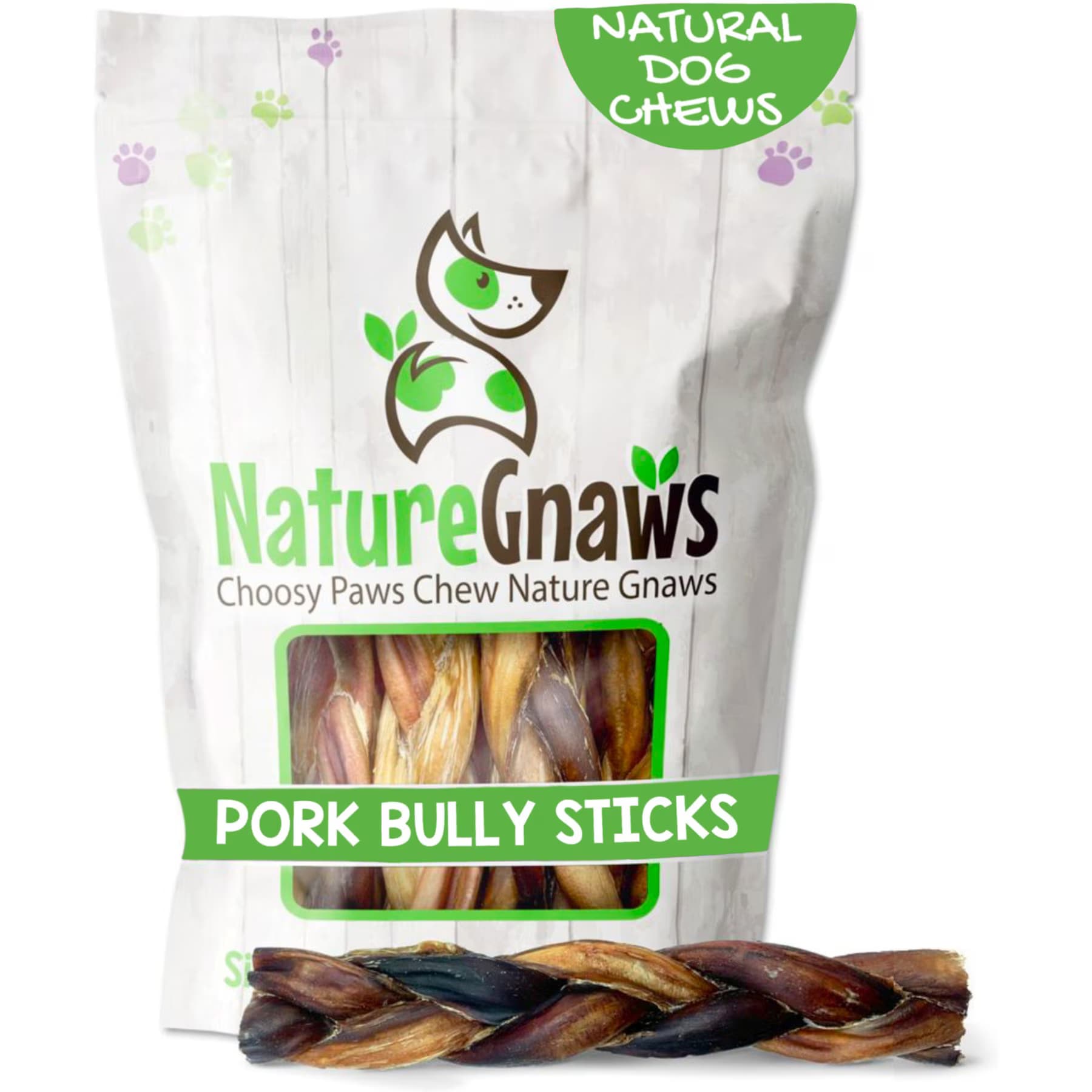 Nature Gnaws Nature Gnaws 5 to 6-in Braided Pork Bully Sticks Dog Chew Treats