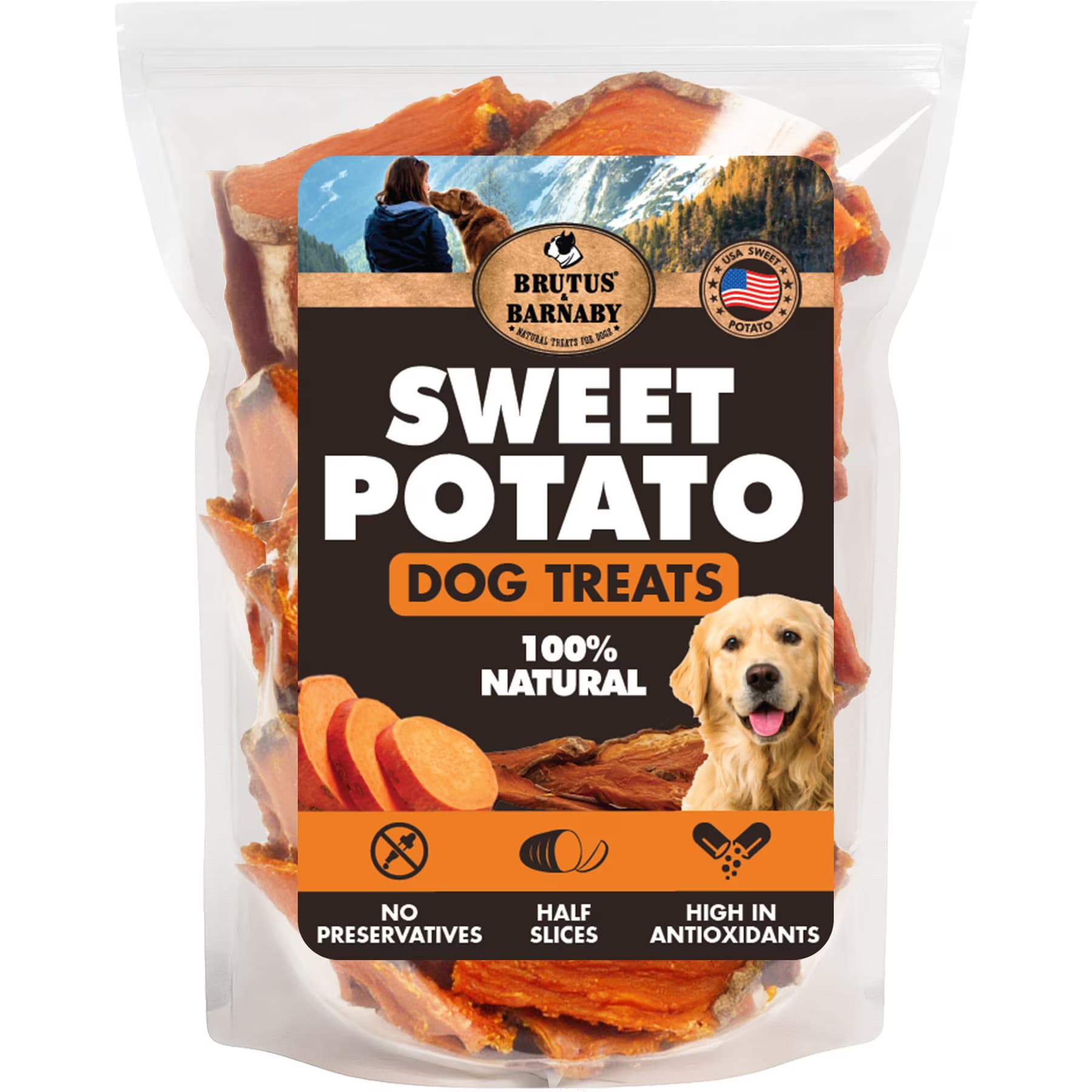 Brutus & Barnaby Brutus & Barnaby Sweet Potato Half Slices Grain-Free Single-Ingredient Dehydrated Dog Treats