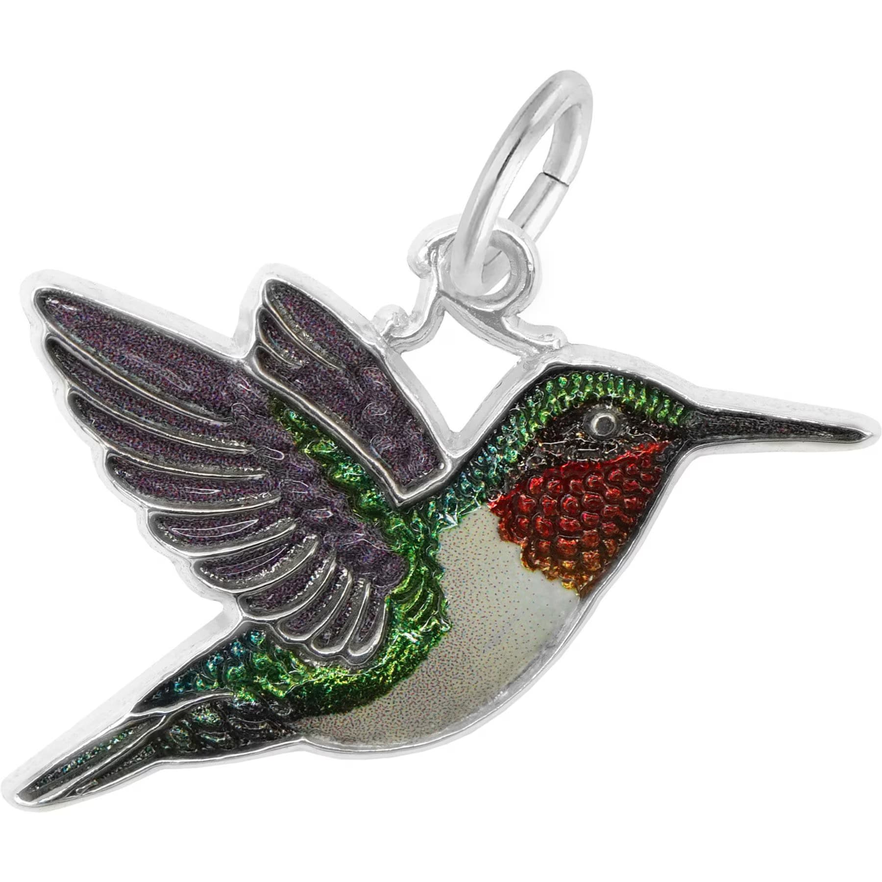 Rembrandt Charms Rembrandt Charms Hummingbird Painted Memorial Keepsake, Silver, 24.64 x 13.97-mm