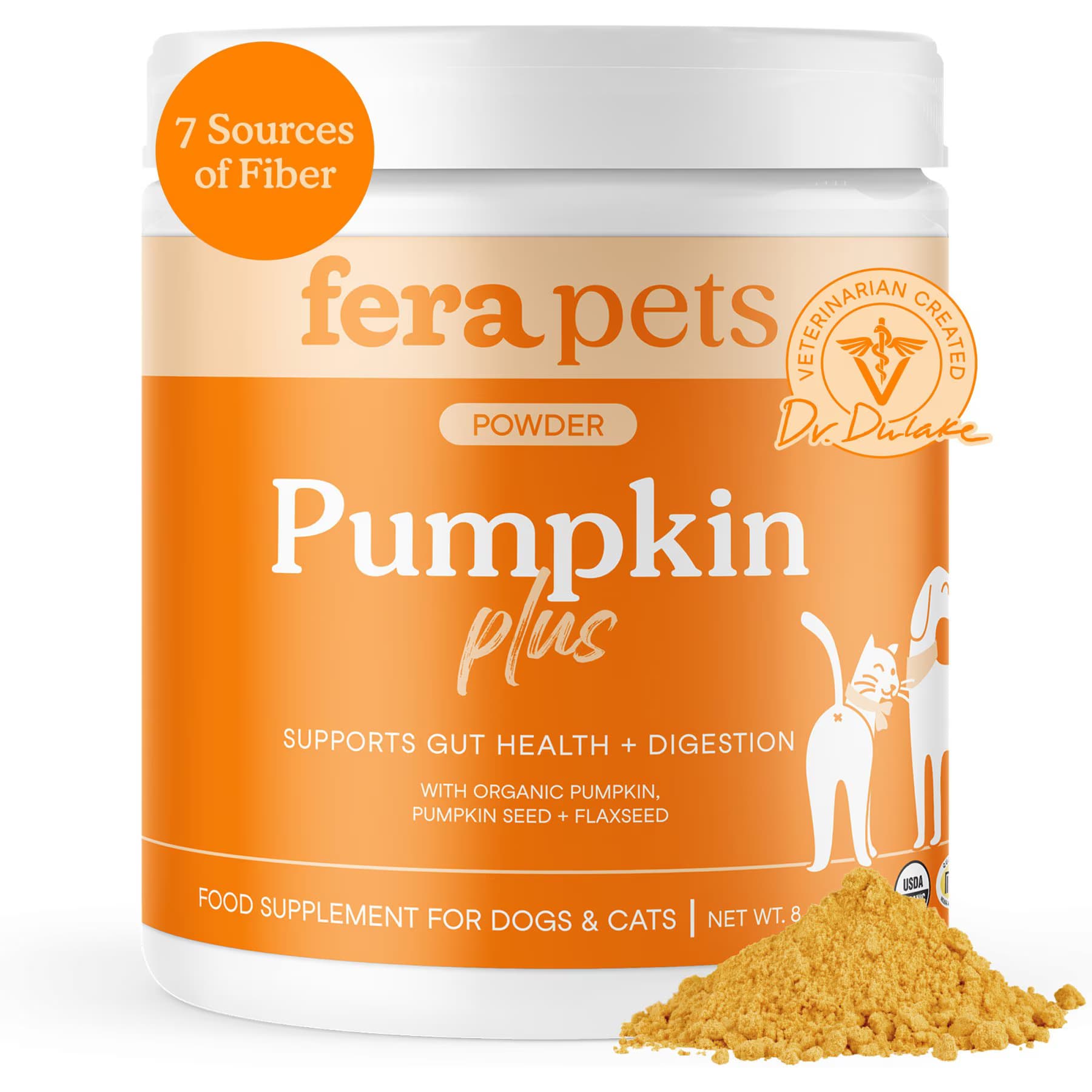 Fera Pets Fera Pets Pumpkin Plus USDA Organic Fiber Support for Dogs & Cats, 8-oz jar