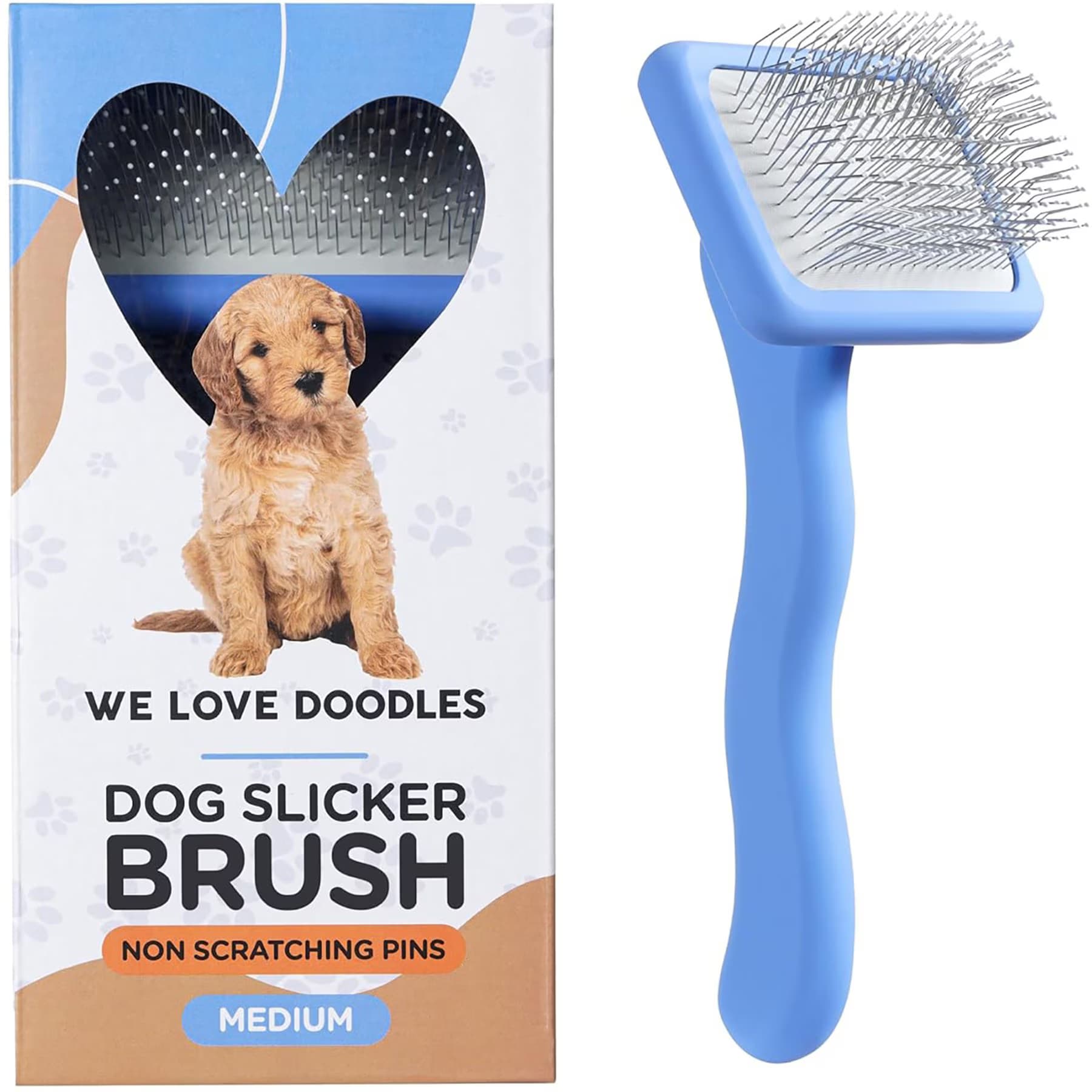 We Love Doodles We Love Doodles Professional Grooming Non-Scratch Slicker Dog Brush, Medium