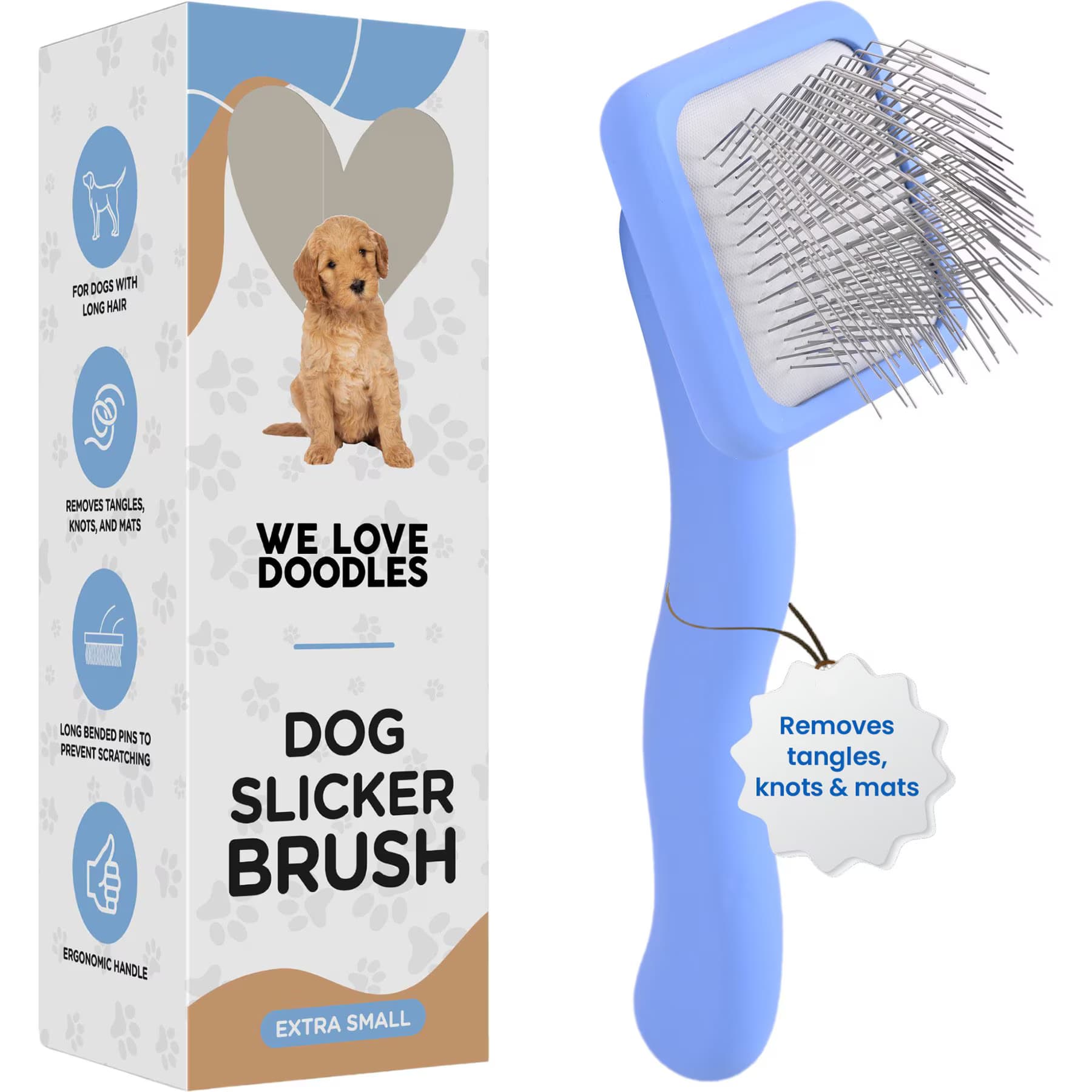 We Love Doodles We Love Doodles Professional Grooming Curved Slicker Dog Brush, X-Small