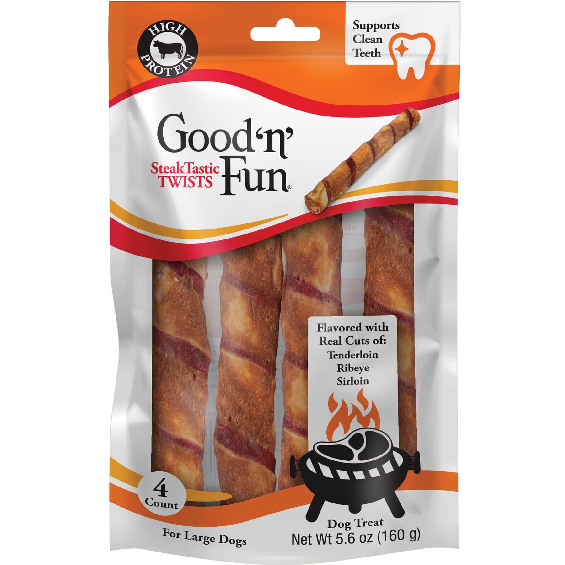Good 'n' Fun Good ‘n’ Fun SteakTastic Twists with Real Tenderloin, Ribeye & Sirloin Dog Chew Treats, Large