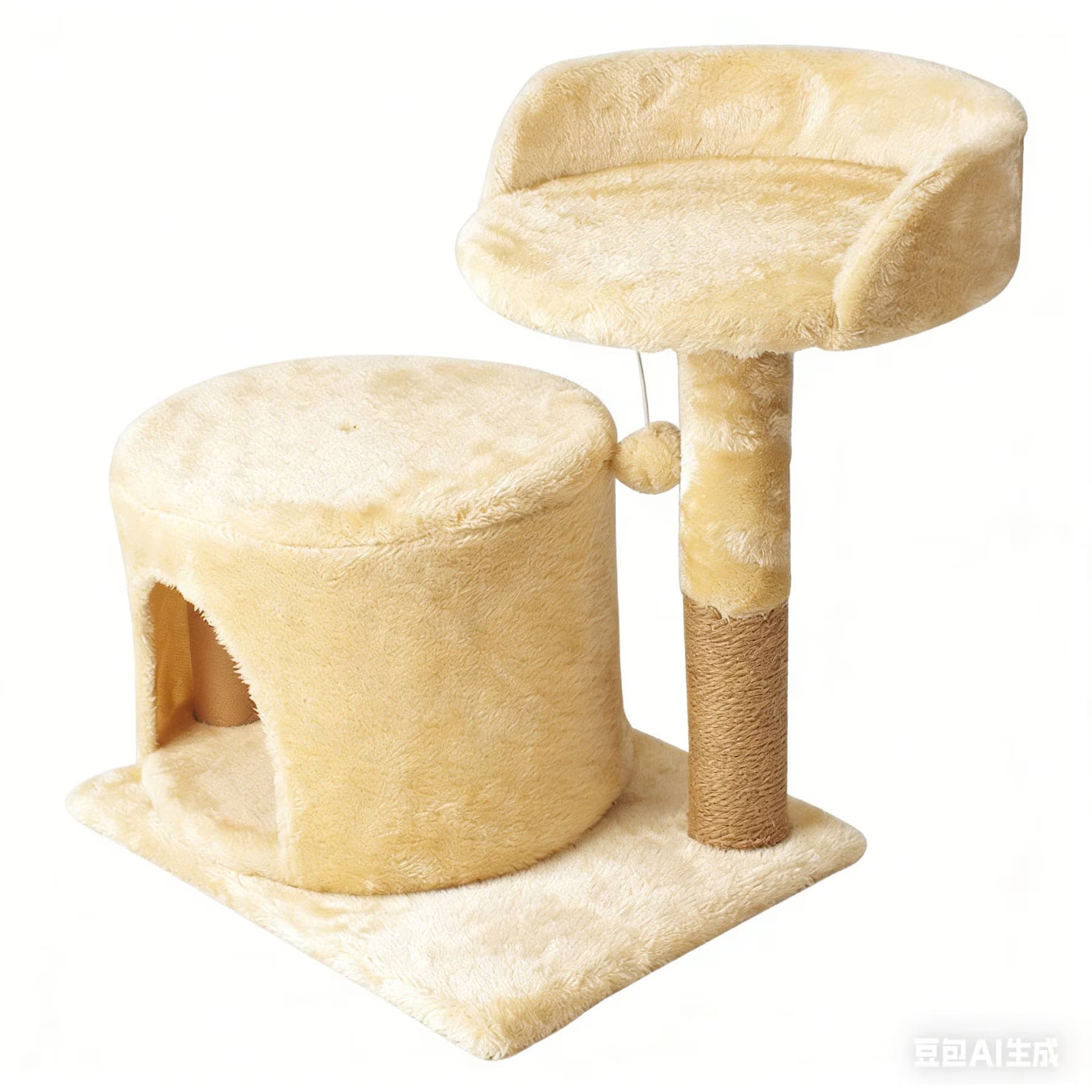DOPZER DOPZER Compact Scratching Post & Hanging Ball Cat Tree, Beige