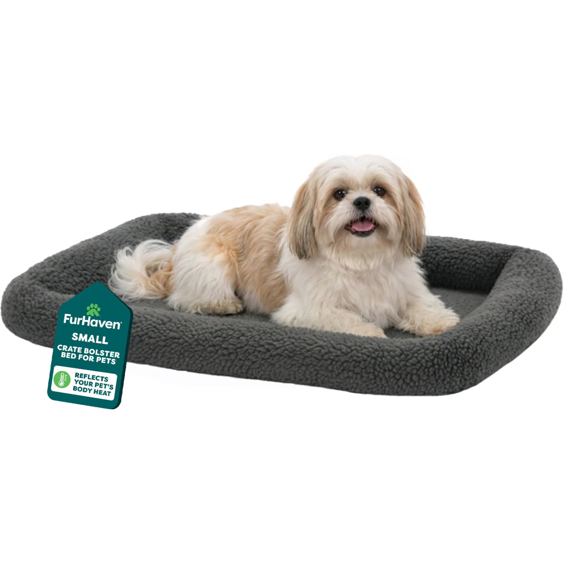 FurHaven Faux Wool Crate Bolster Cat & Dog Bed, Gray, X-Small — view 6
