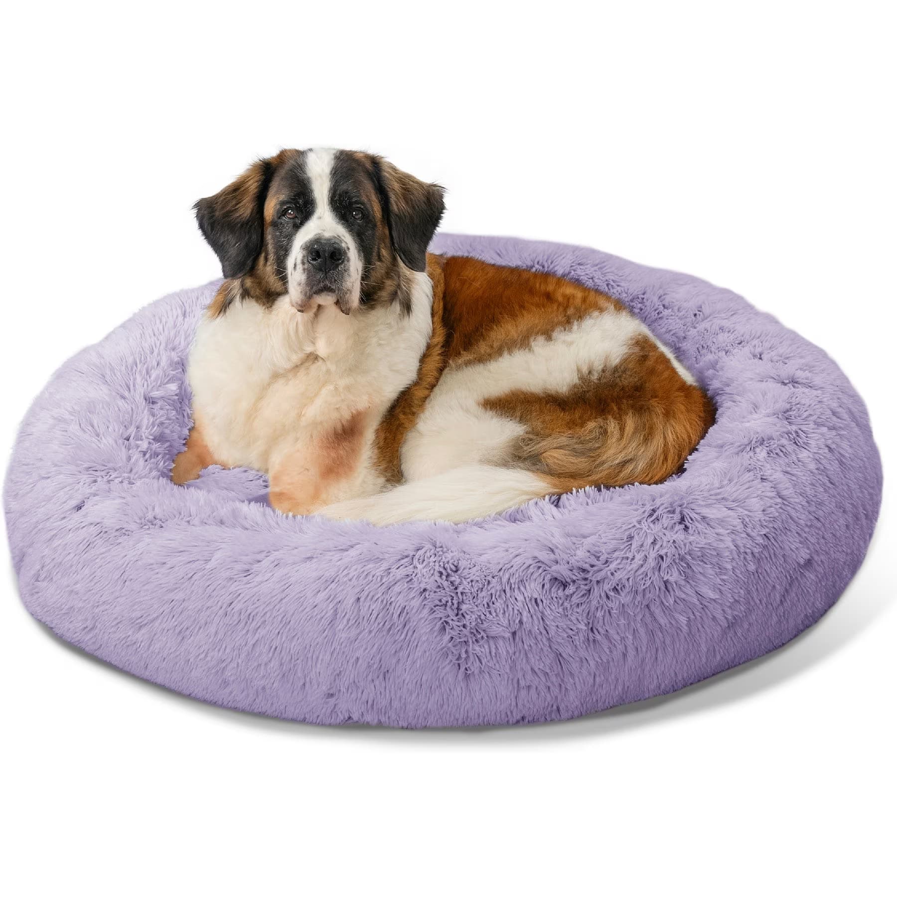 Best Friends by Sheri The Original Calming Shag Fur Donut Cuddler Cat & Dog Bed, Lavender, X-Large — view 4
