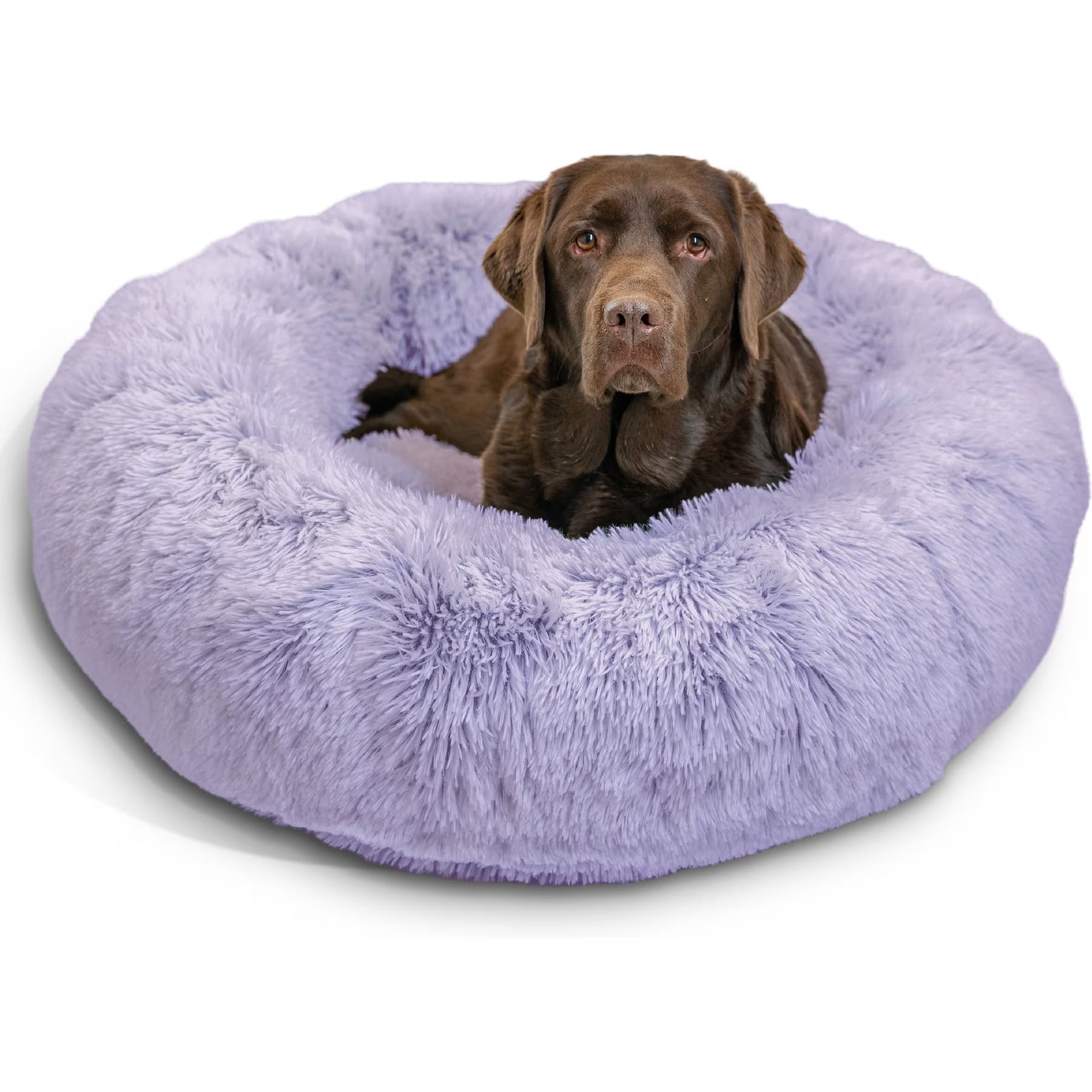 Best Friends by Sheri The Original Calming Shag Fur Donut Cuddler Cat & Dog Bed, Lavender, X-Large — view 2